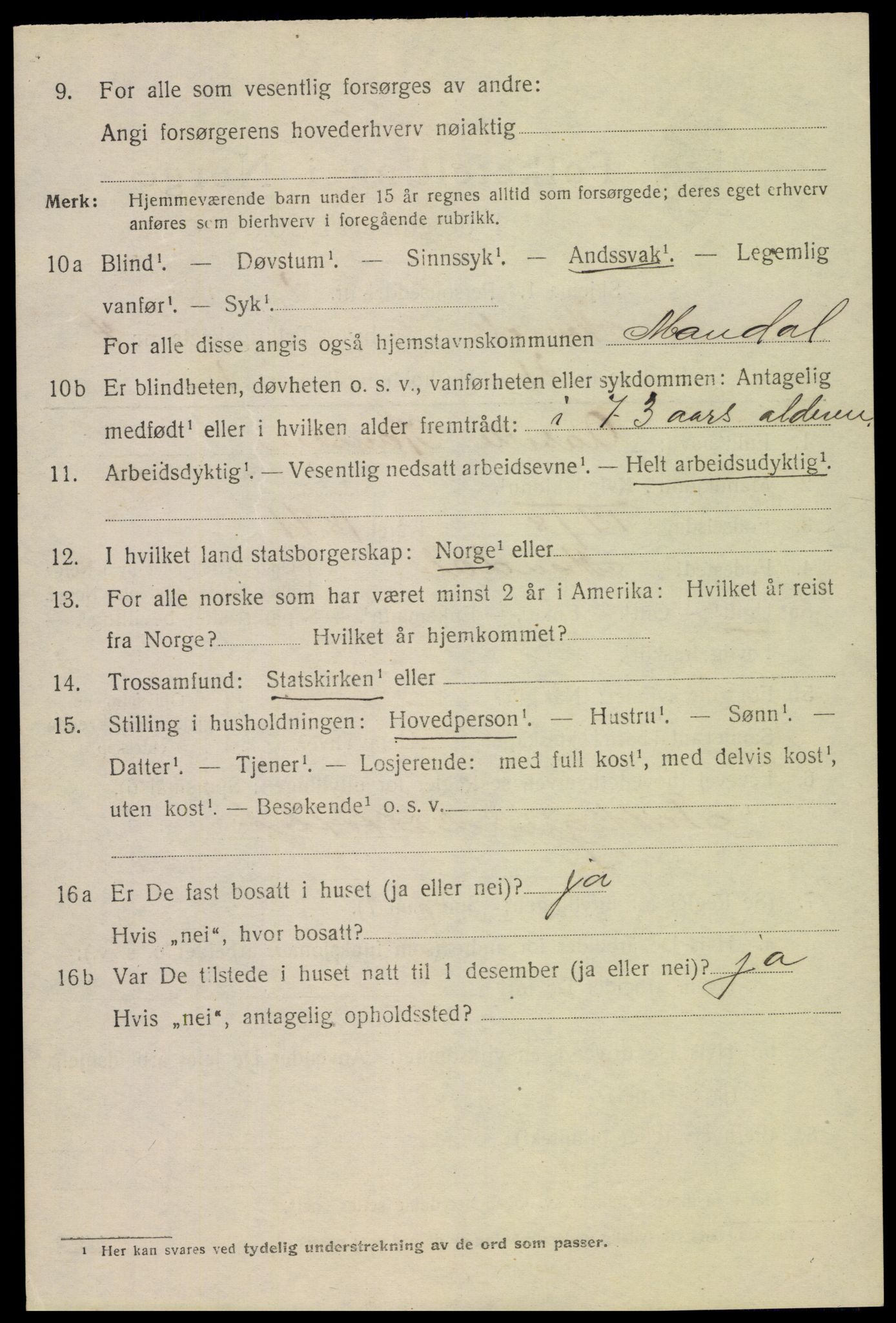 SAK, 1920 census for Mandal, 1920, p. 7238