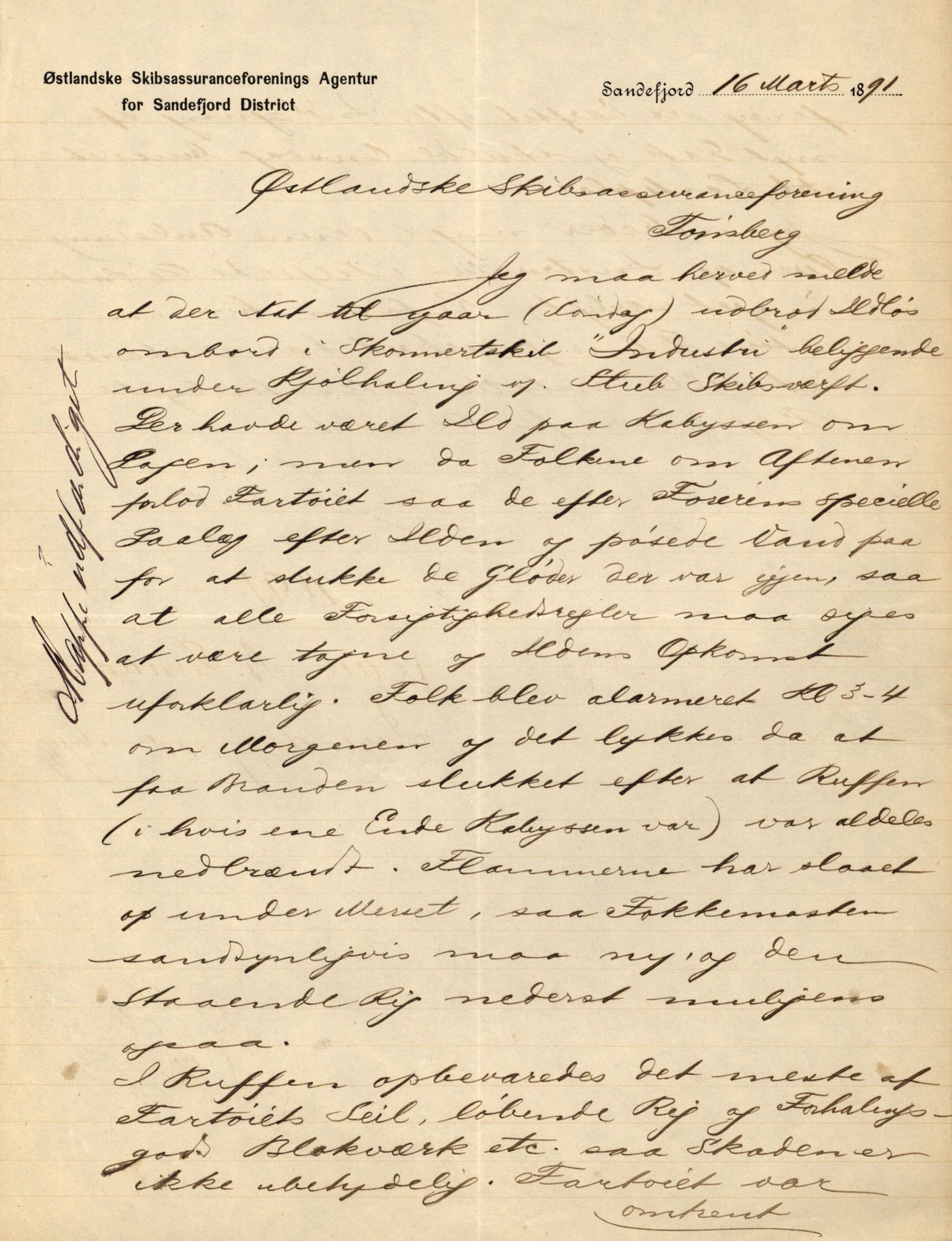 Pa 63 - Østlandske skibsassuranceforening, VEMU/A-1079/G/Ga/L0027/0012: Havaridokumenter / Hans Nielsen Hauge, Verena, Guldfaxe, India, Industri, 1891, p. 26