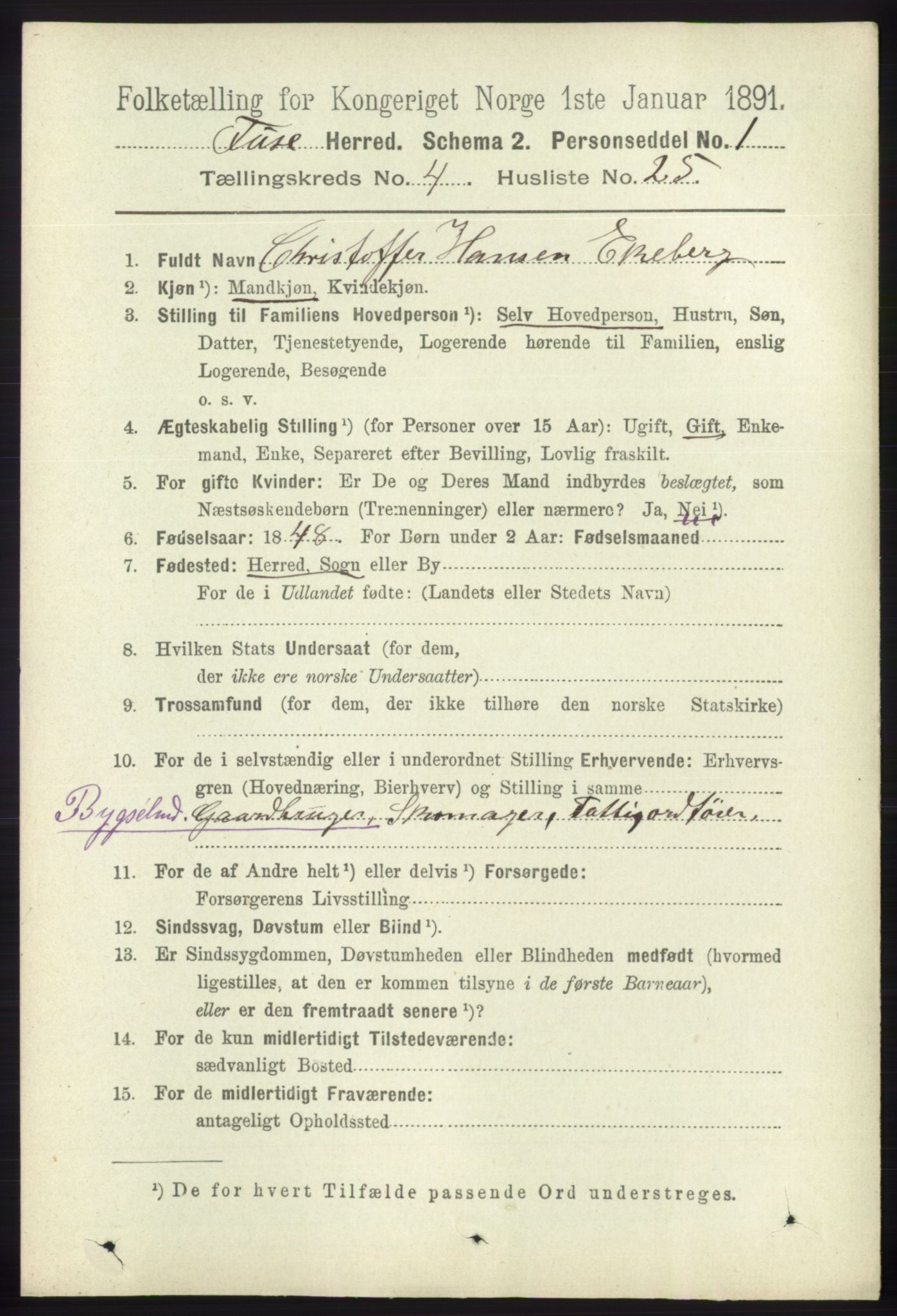 RA, 1891 census for 1241 Fusa, 1891, p. 850