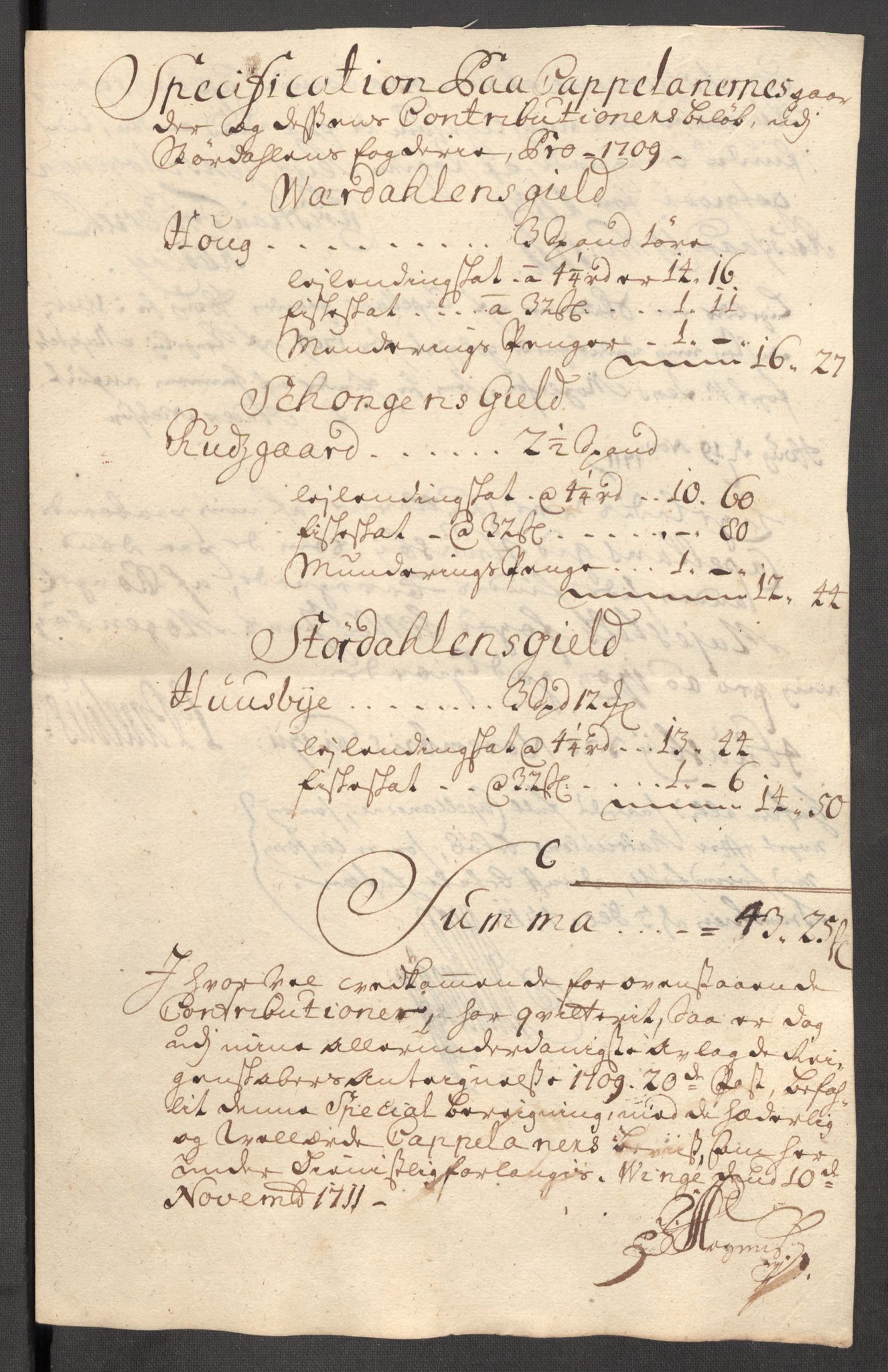 Rentekammeret inntil 1814, Reviderte regnskaper, Fogderegnskap, AV/RA-EA-4092/R62/L4199: Fogderegnskap Stjørdal og Verdal, 1709, p. 326