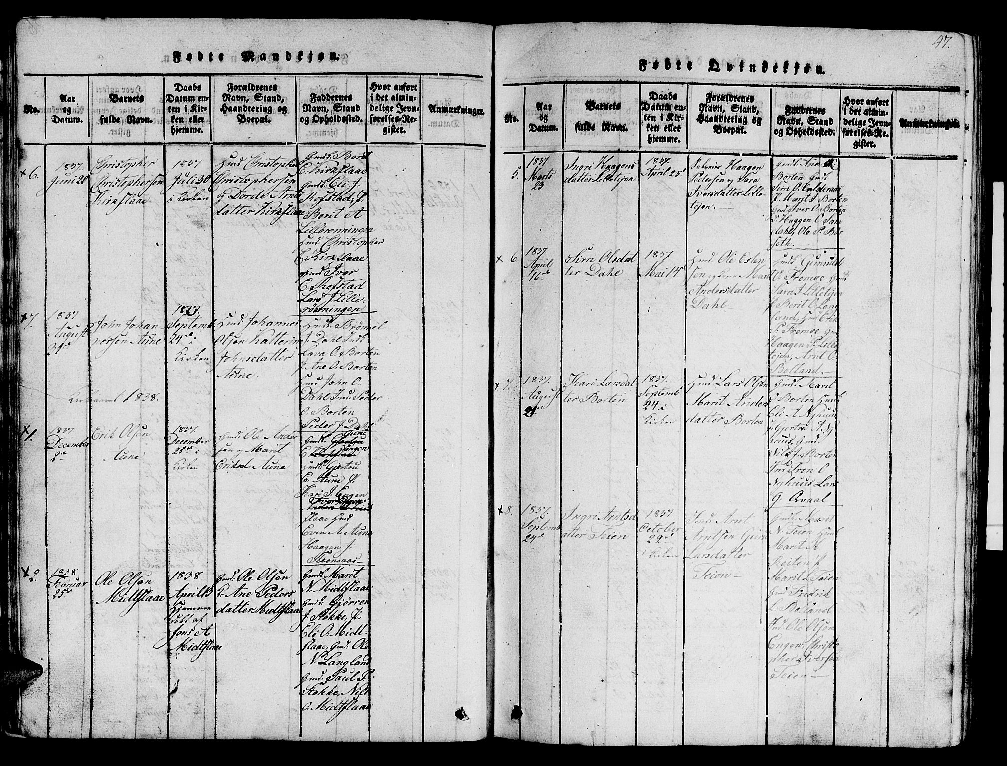 Ministerialprotokoller, klokkerbøker og fødselsregistre - Sør-Trøndelag, SAT/A-1456/693/L1121: Parish register (copy) no. 693C02, 1816-1869, p. 47
