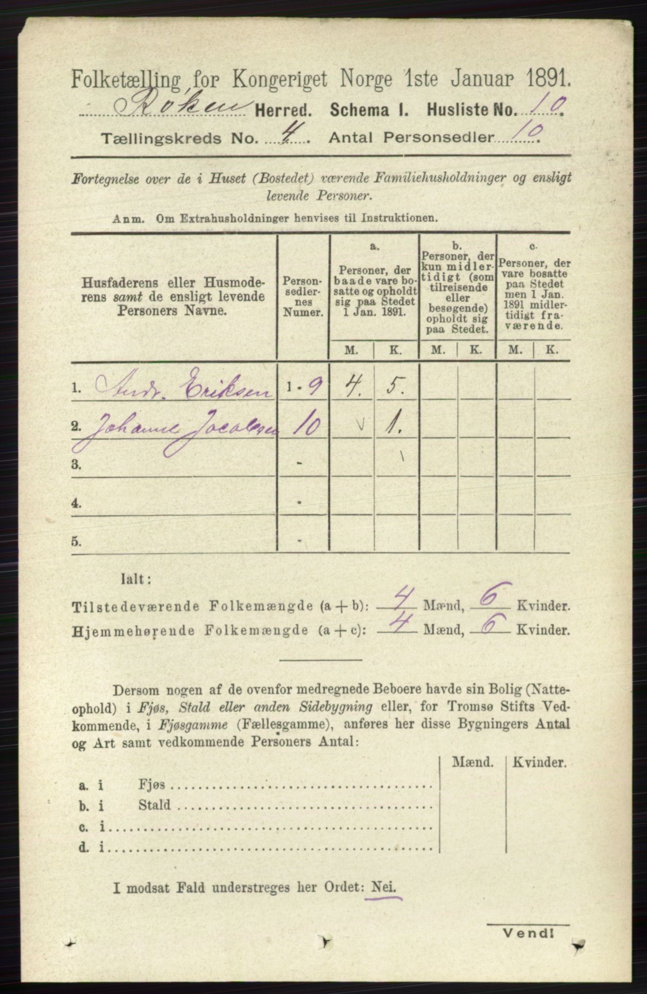 RA, 1891 census for 0627 Røyken, 1891, p. 1742