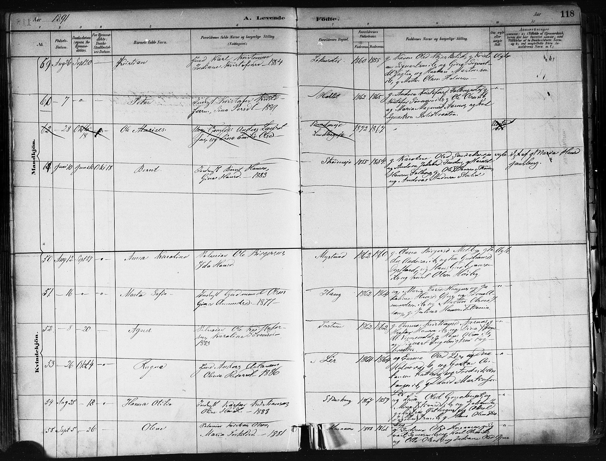 Nes prestekontor Kirkebøker, AV/SAO-A-10410/F/Fa/L0010: Parish register (official) no. I 10, 1883-1898, p. 118