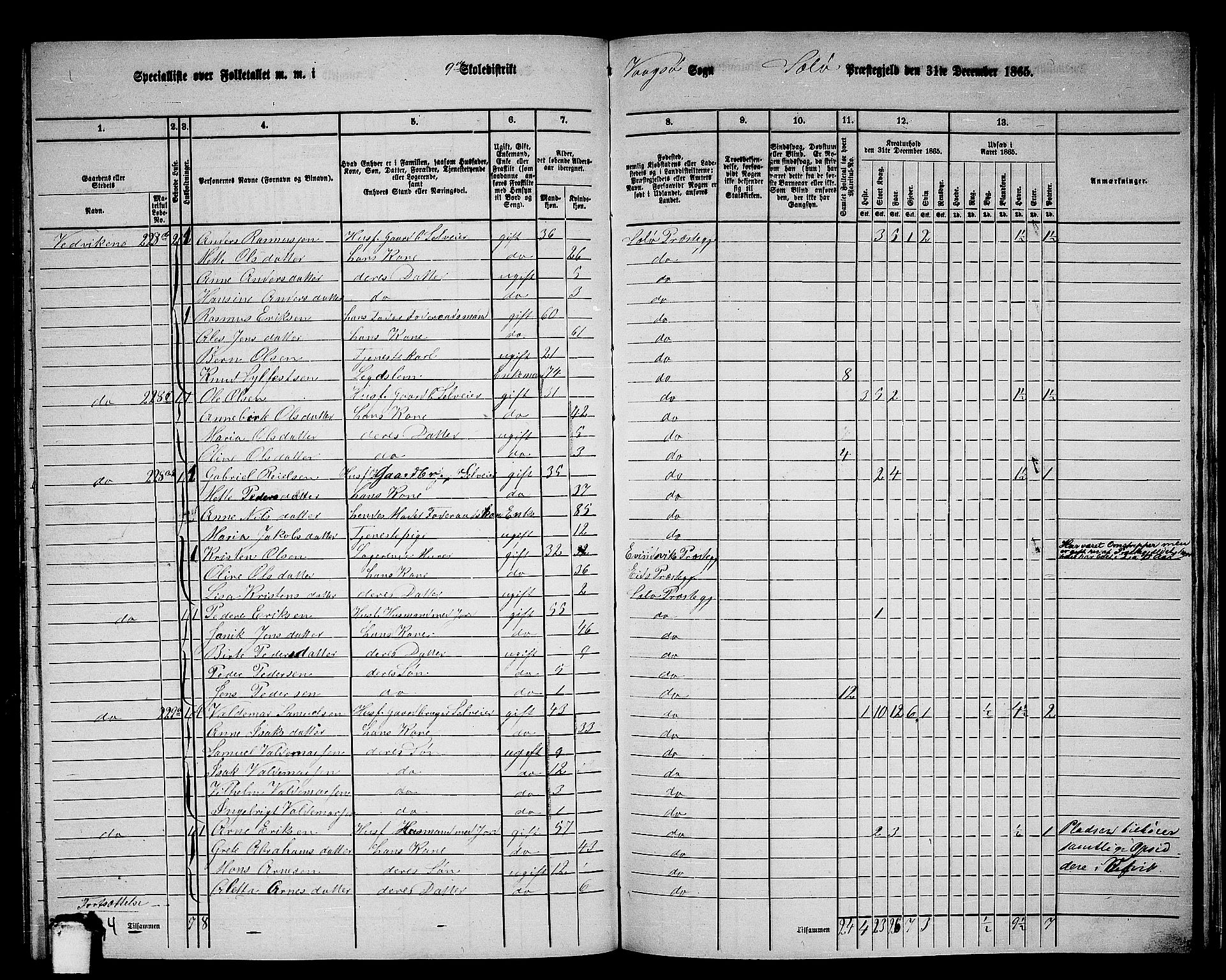 RA, 1865 census for Selje, 1865, p. 142