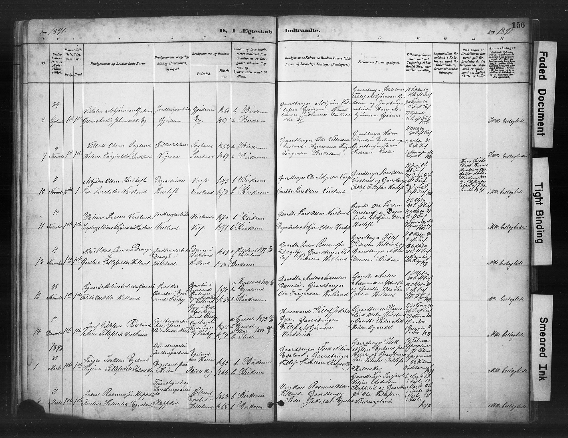 Helleland sokneprestkontor, SAST/A-101810: Parish register (copy) no. B 5, 1887-1908, p. 156