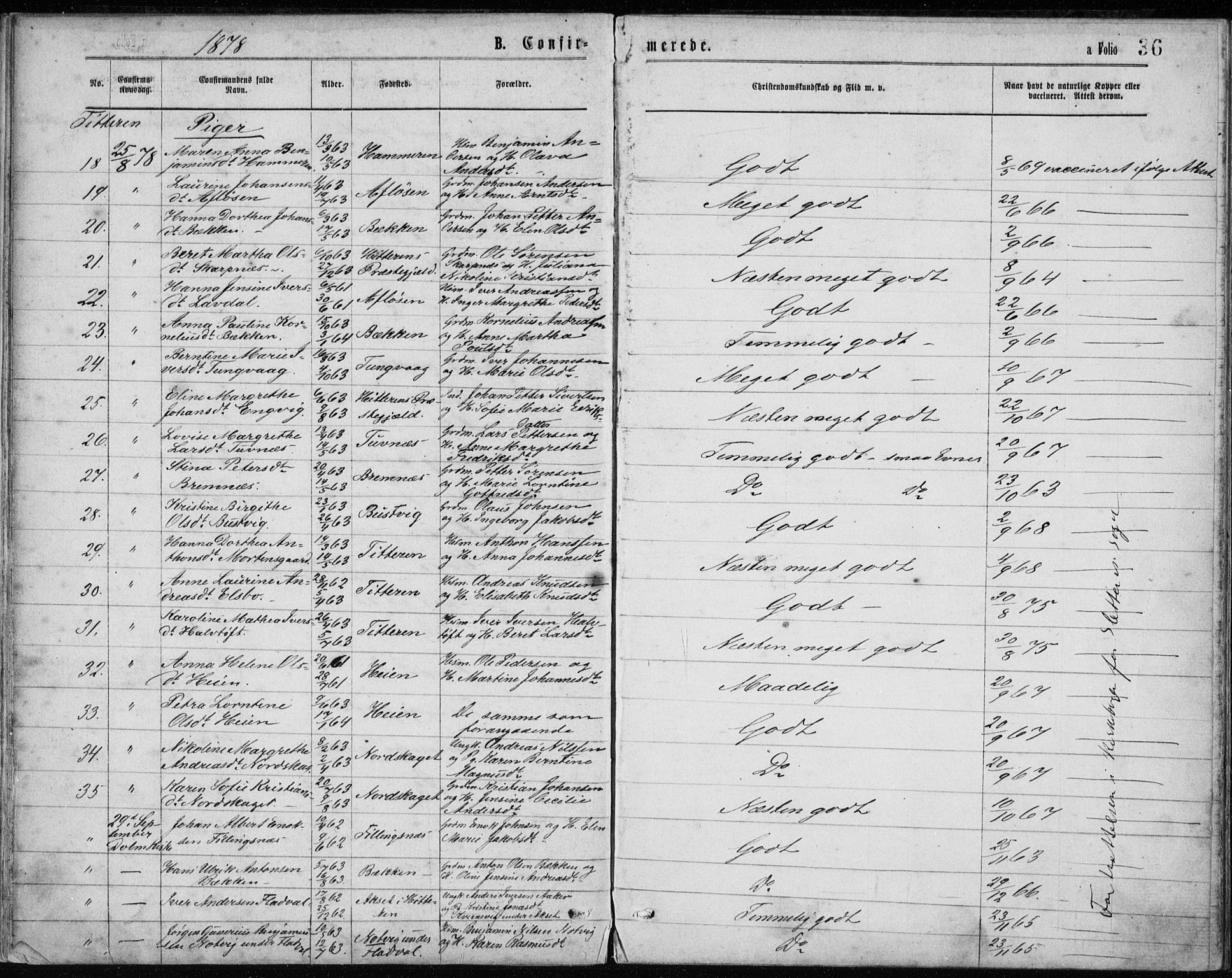 Ministerialprotokoller, klokkerbøker og fødselsregistre - Sør-Trøndelag, SAT/A-1456/640/L0577: Parish register (official) no. 640A02, 1877-1878, p. 36