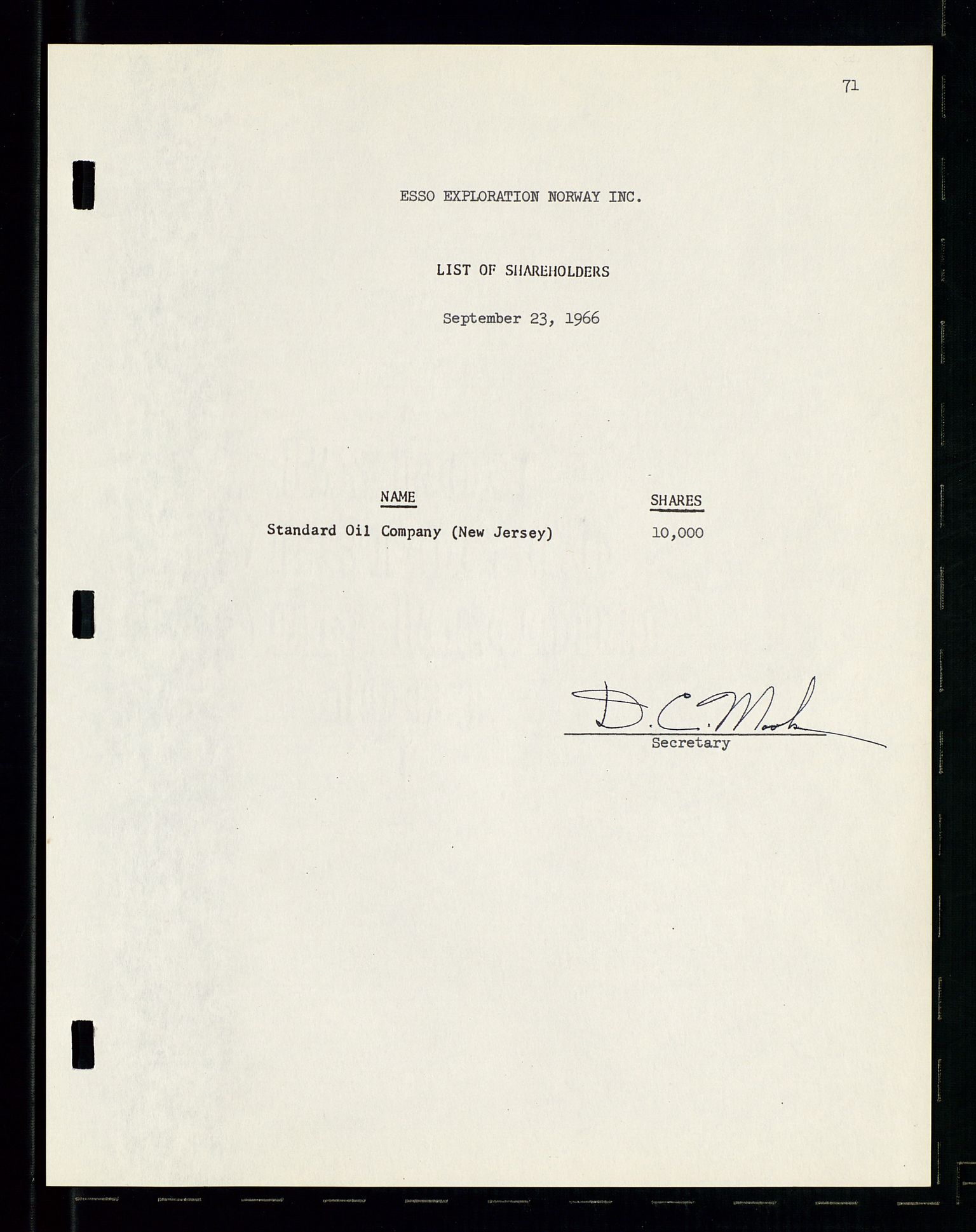 Pa 1512 - Esso Exploration and Production Norway Inc., SAST/A-101917/A/Aa/L0001/0001: Styredokumenter / Corporate records, By-Laws, Board meeting minutes, Incorporations, 1965-1975, p. 71