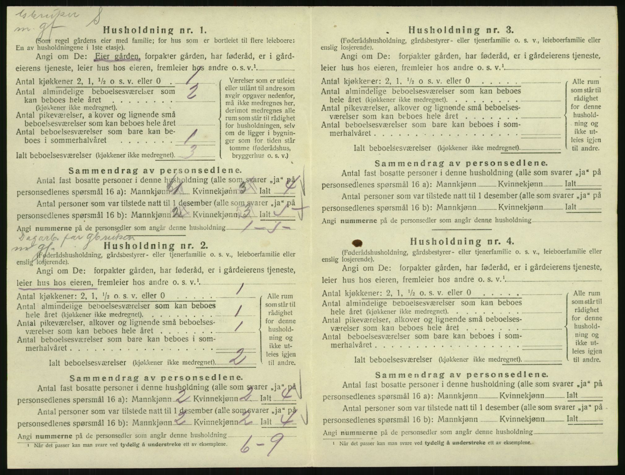 SAK, 1920 census for Vegusdal, 1920, p. 266