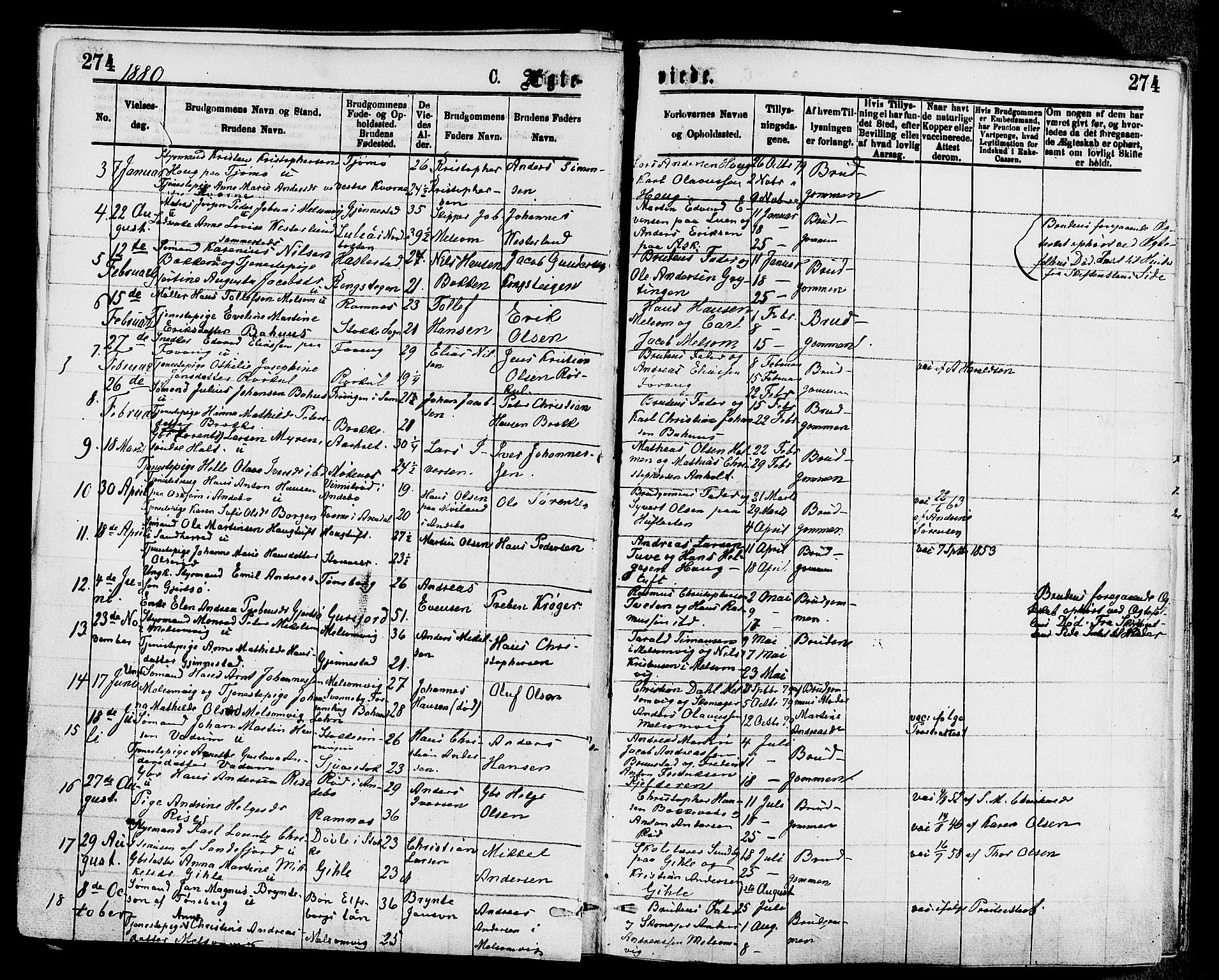 Stokke kirkebøker, AV/SAKO-A-320/F/Fa/L0009: Parish register (official) no. I 9, 1872-1883, p. 274