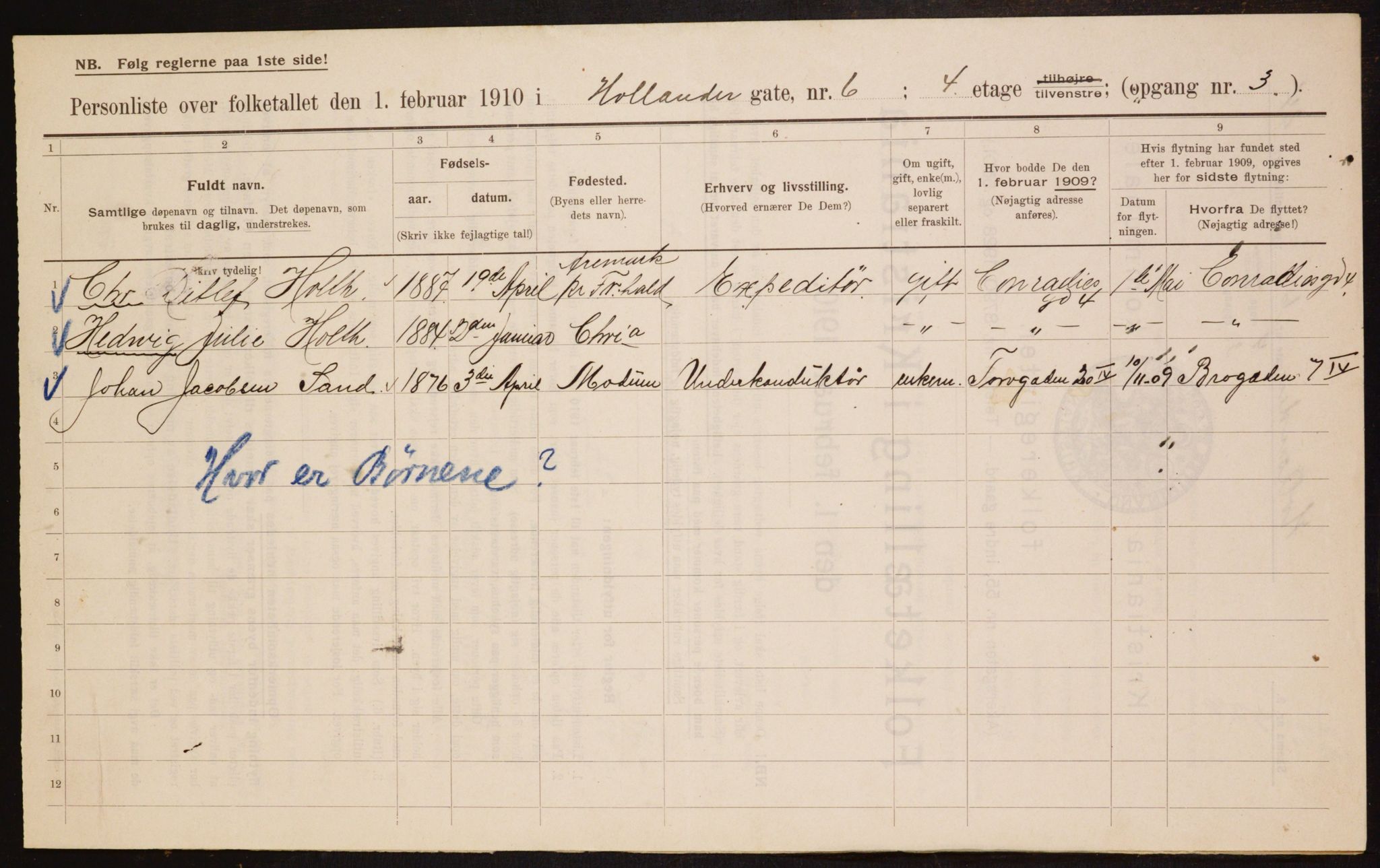 OBA, Municipal Census 1910 for Kristiania, 1910, p. 39981