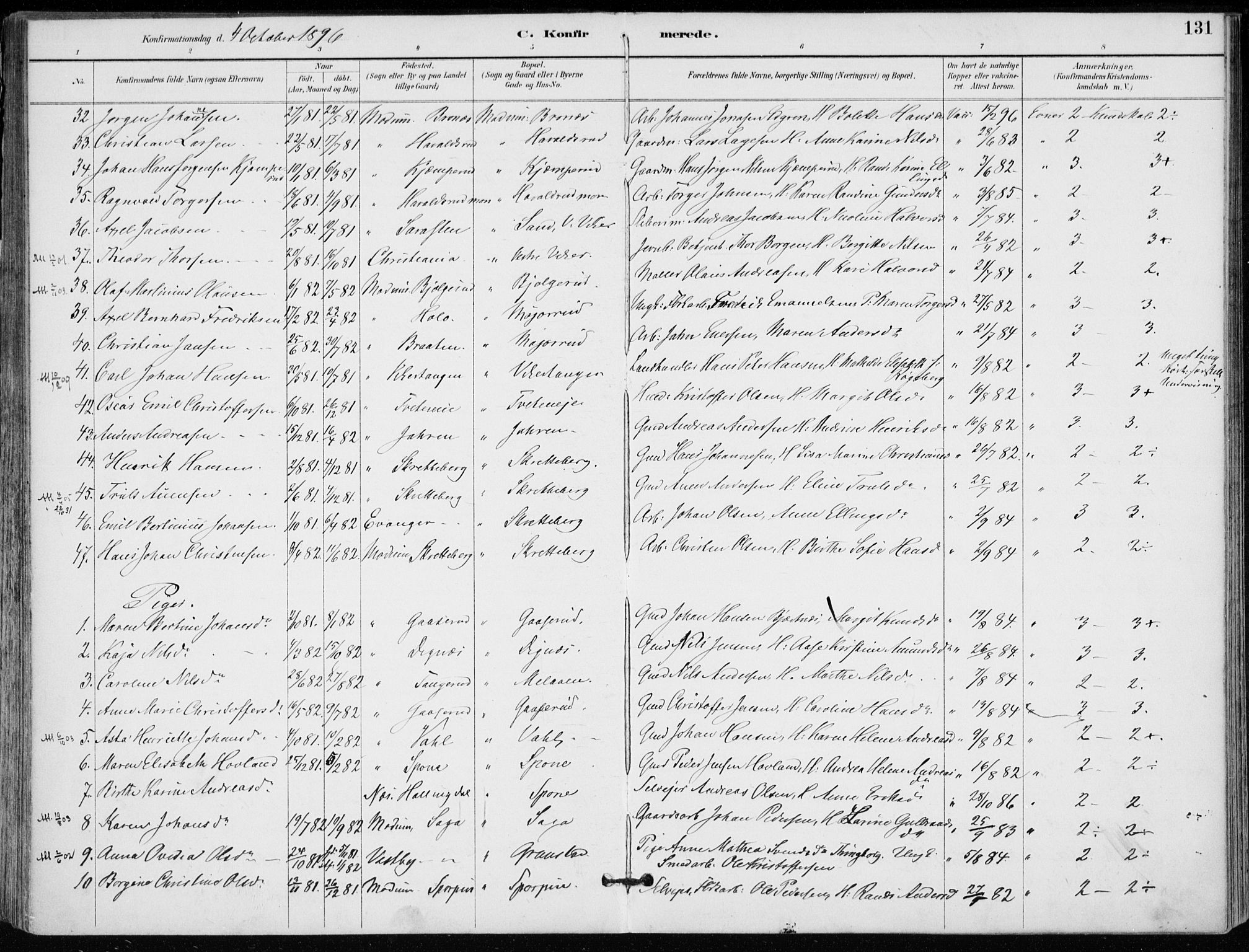 Modum kirkebøker, AV/SAKO-A-234/F/Fa/L0012: Parish register (official) no. 12, 1890-1898, p. 131