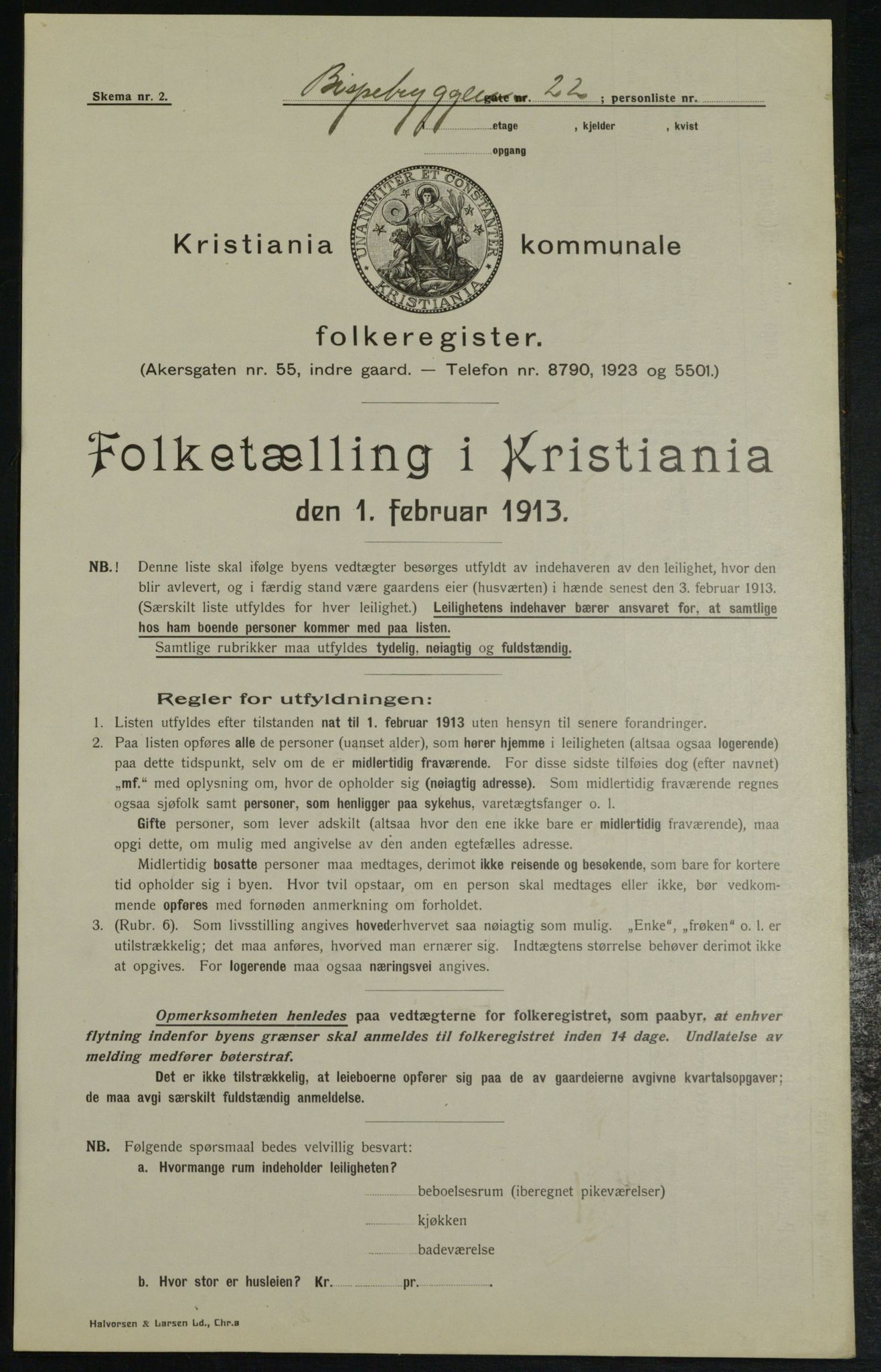 OBA, Municipal Census 1913 for Kristiania, 1913, p. 5207