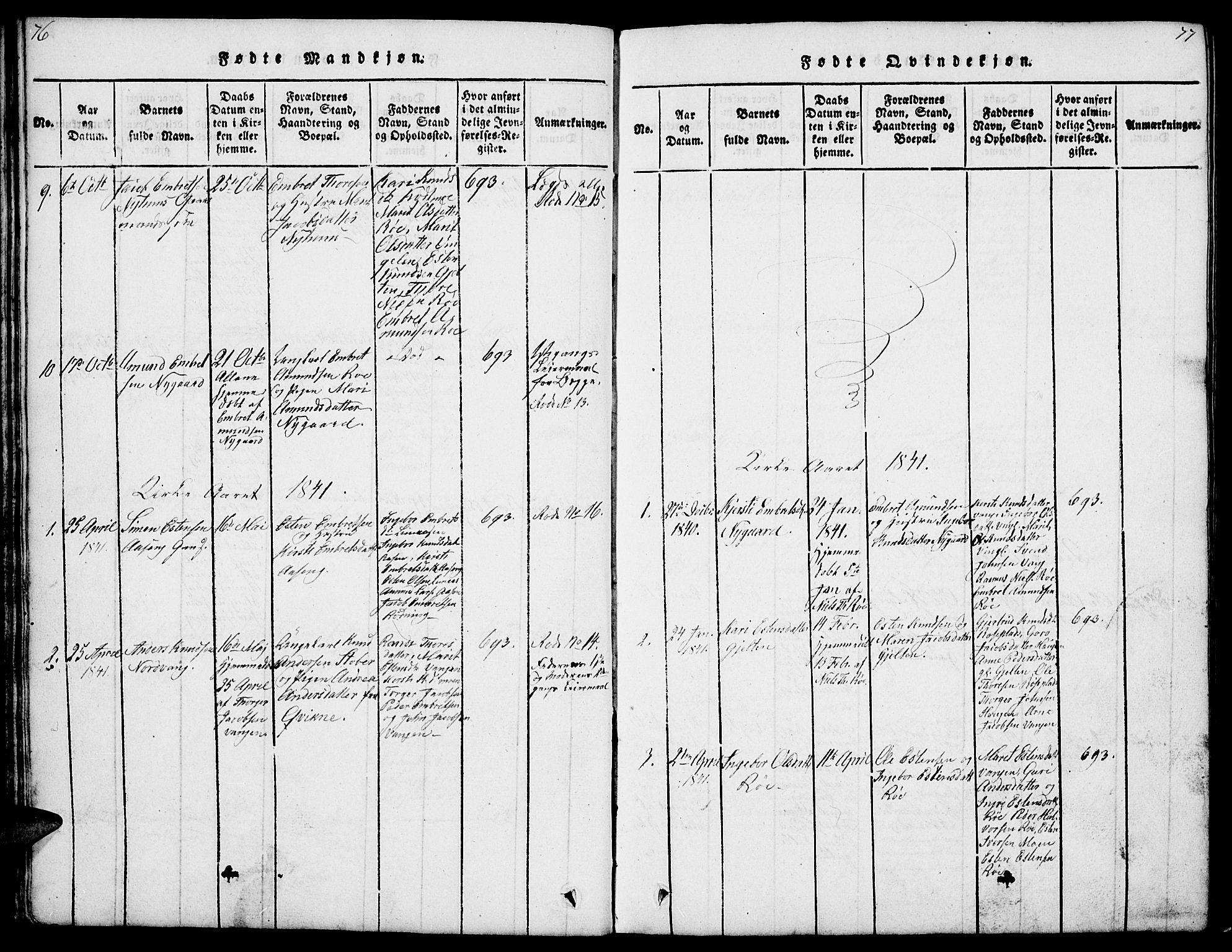 Tolga prestekontor, SAH/PREST-062/L/L0003: Parish register (copy) no. 3, 1815-1862, p. 76-77