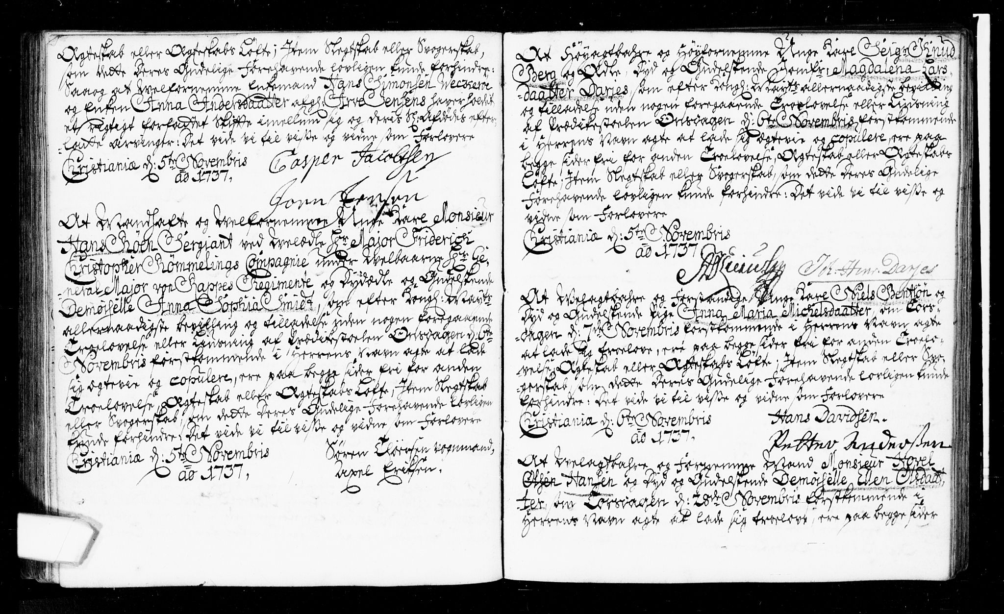 Oslo domkirke Kirkebøker, AV/SAO-A-10752/L/La/L0006: Best man's statements no. 6, 1731-1743