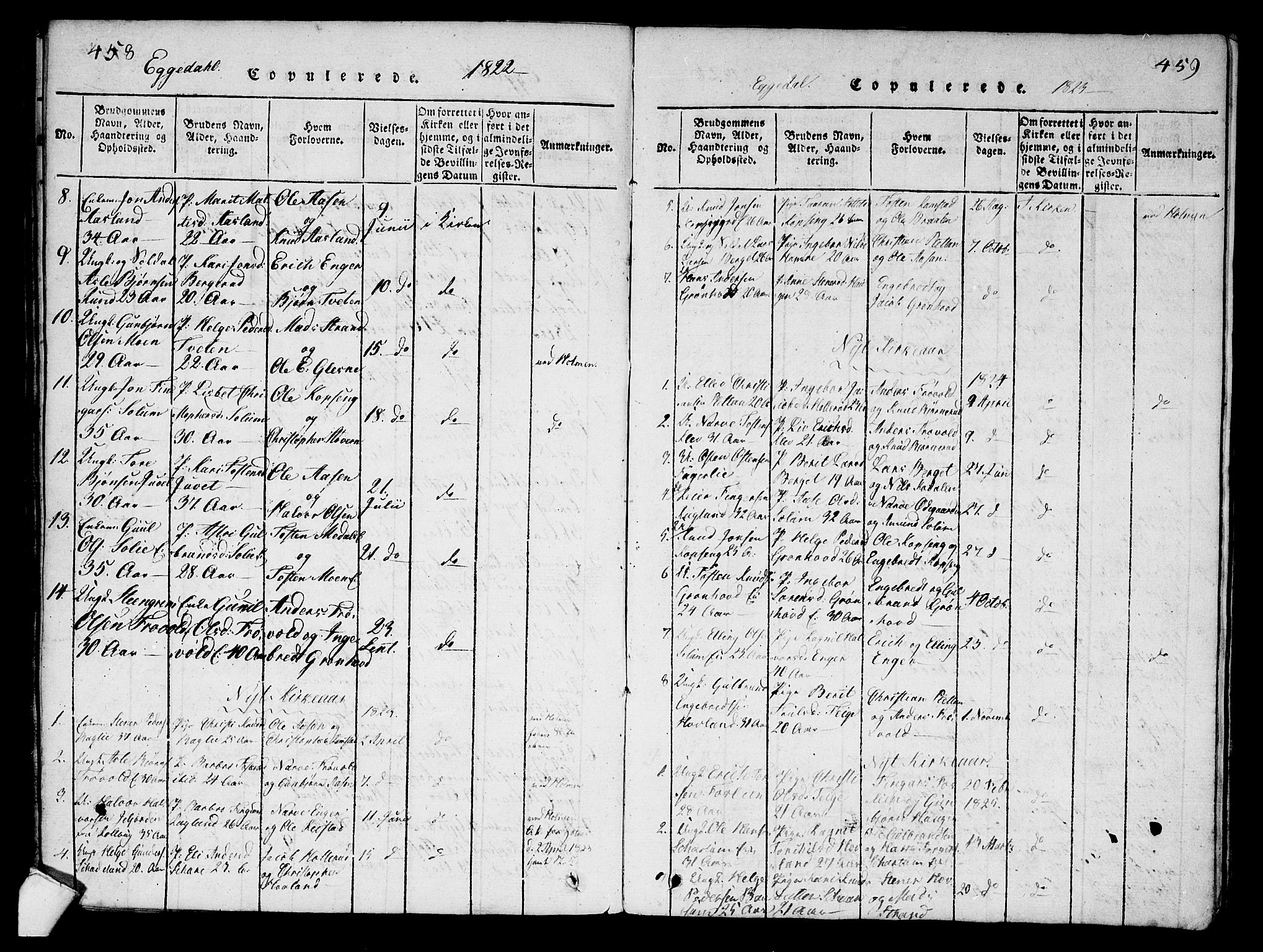 Sigdal kirkebøker, AV/SAKO-A-245/G/Ga/L0001: Parish register (copy) no. I 1 /2, 1816-1835, p. 458-459