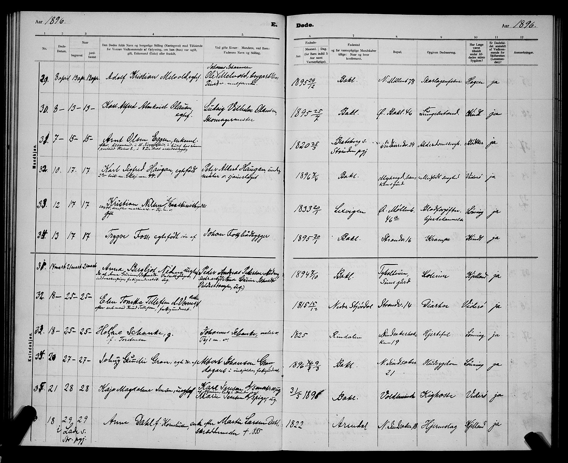 Ministerialprotokoller, klokkerbøker og fødselsregistre - Sør-Trøndelag, SAT/A-1456/604/L0224: Parish register (copy) no. 604C07, 1894-1898