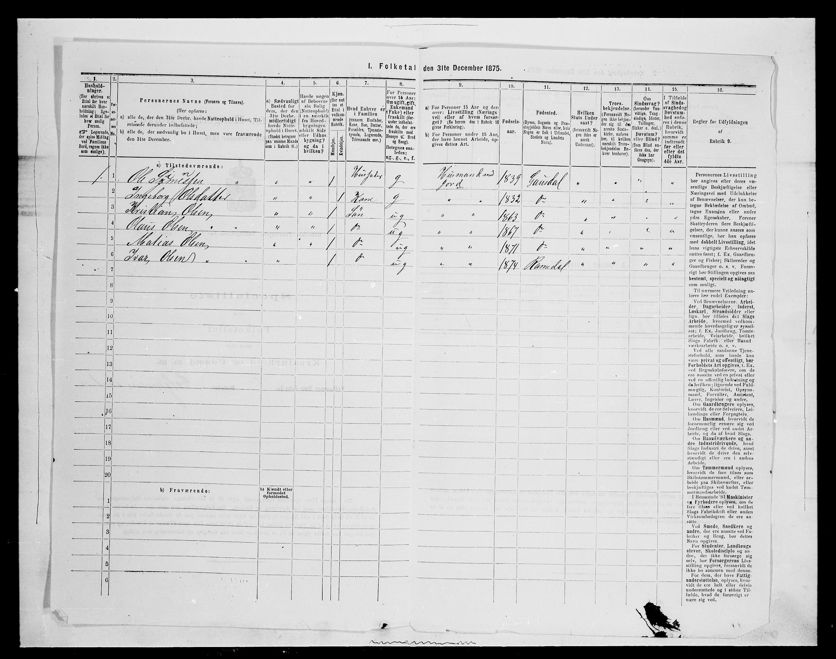 SAH, 1875 census for 0416P Romedal, 1875, p. 264