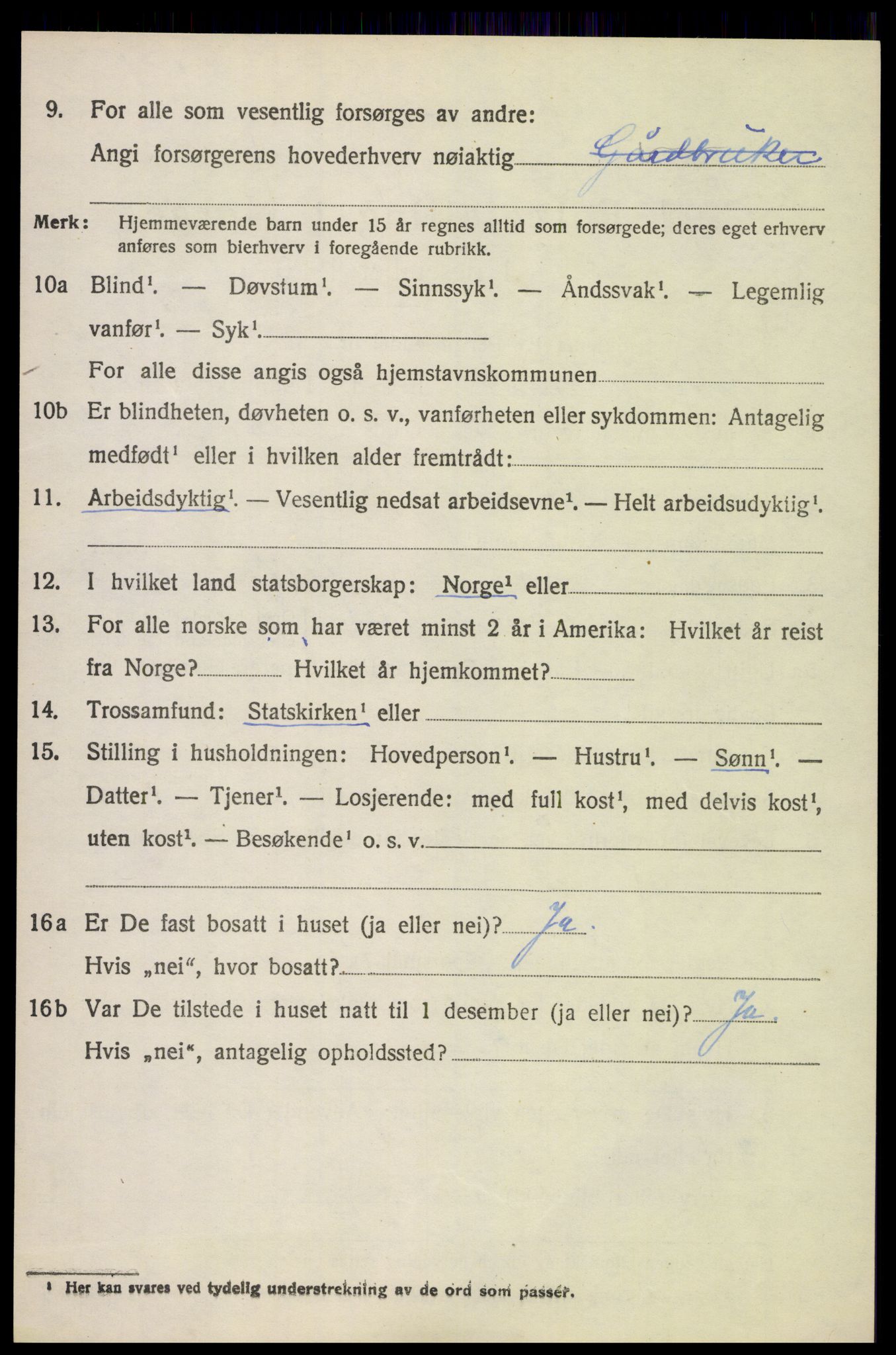 SAH, 1920 census for Vestre Toten, 1920, p. 9861