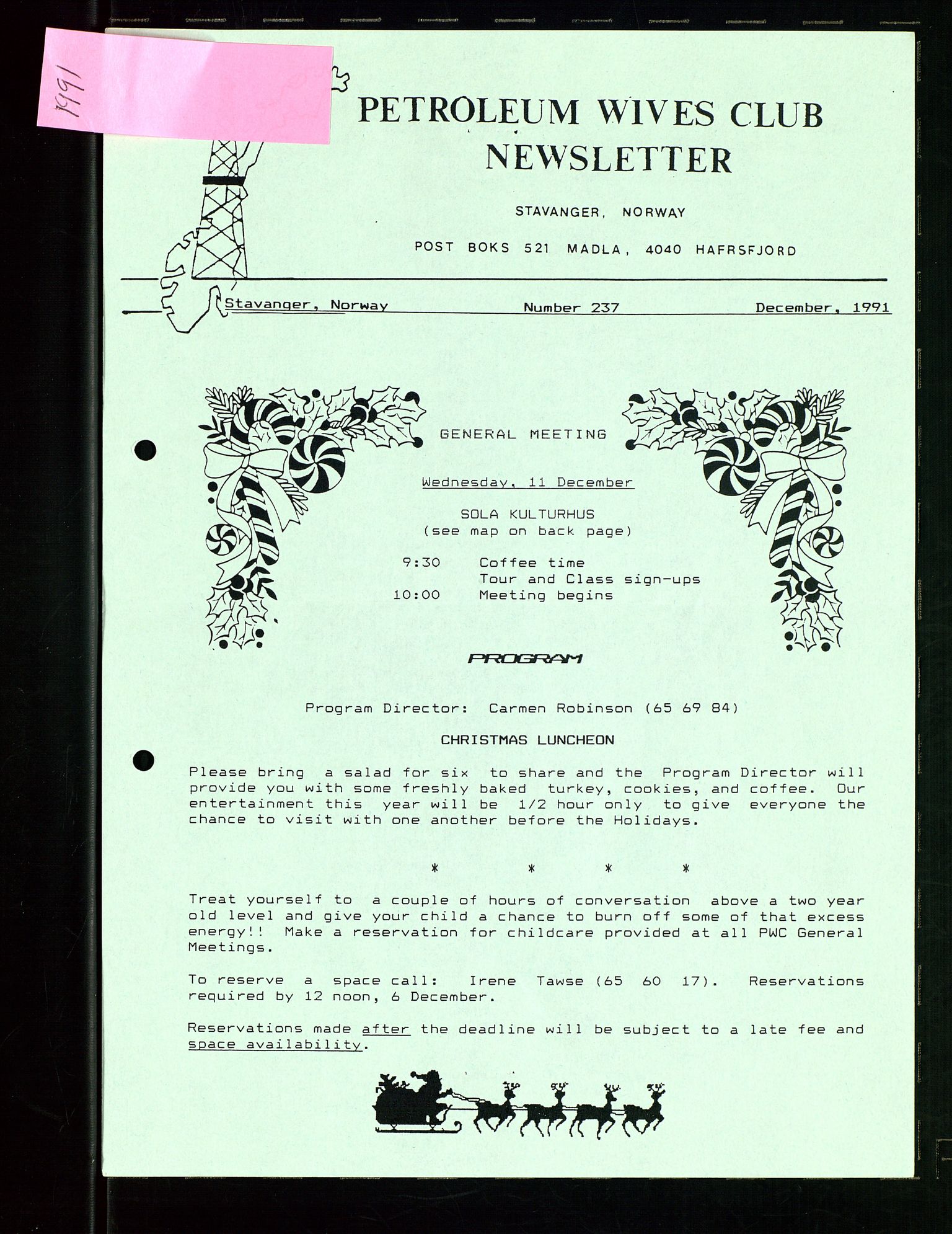 PA 1547 - Petroleum Wives Club, AV/SAST-A-101974/X/Xa/L0003: Newsletter, 1988-1994