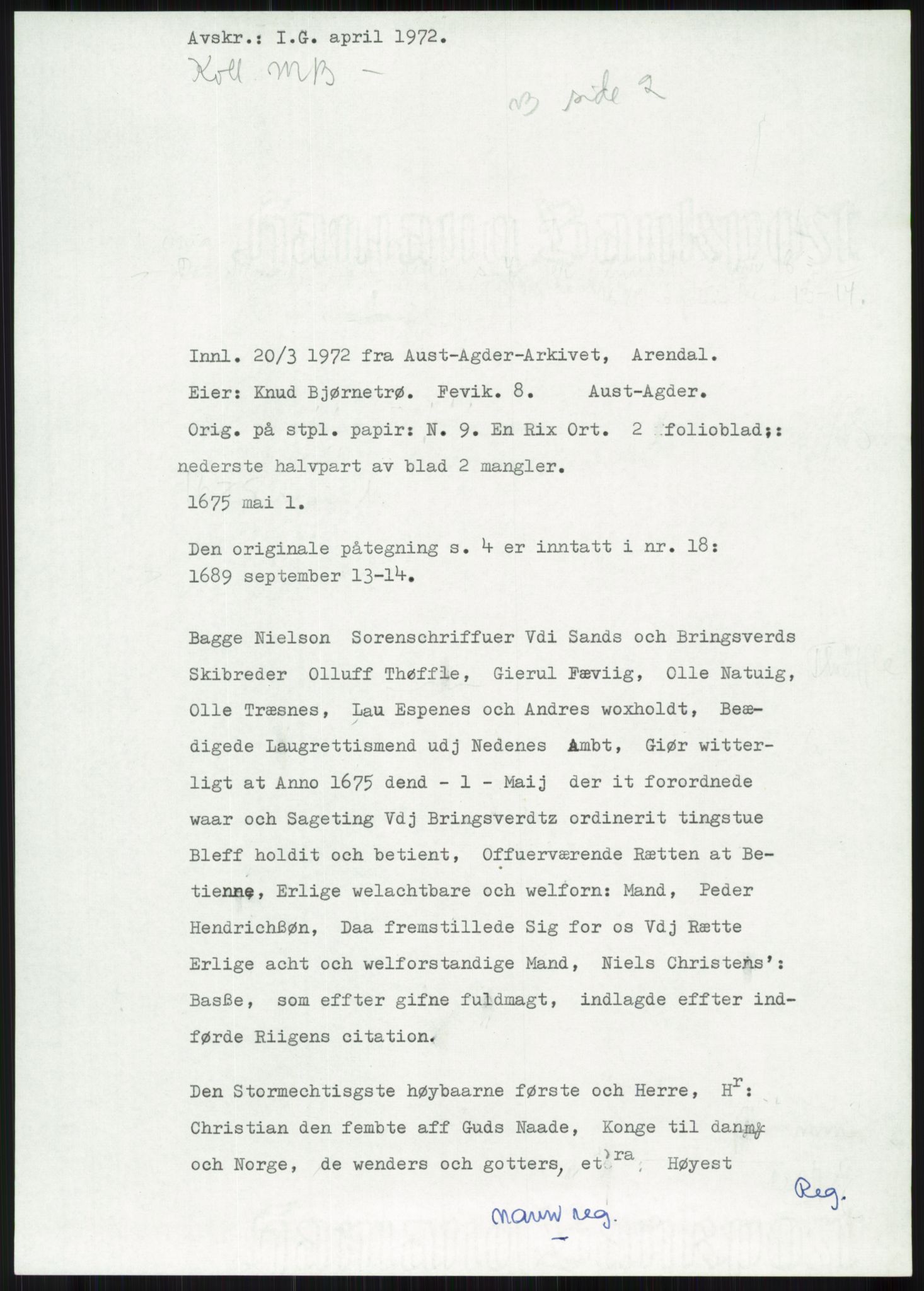 Samlinger til kildeutgivelse, Diplomavskriftsamlingen, AV/RA-EA-4053/H/Ha, p. 496