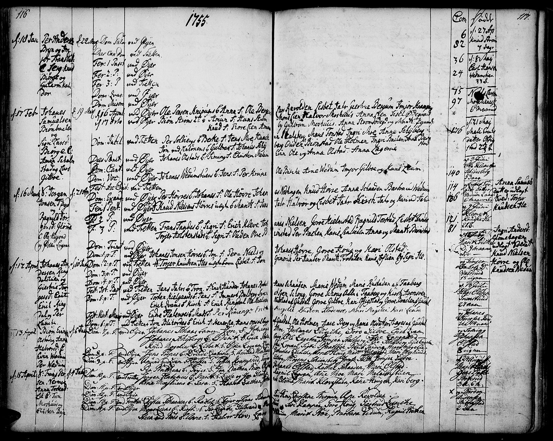 Øyer prestekontor, SAH/PREST-084/H/Ha/Haa/L0002: Parish register (official) no. 2, 1733-1784, p. 116-117