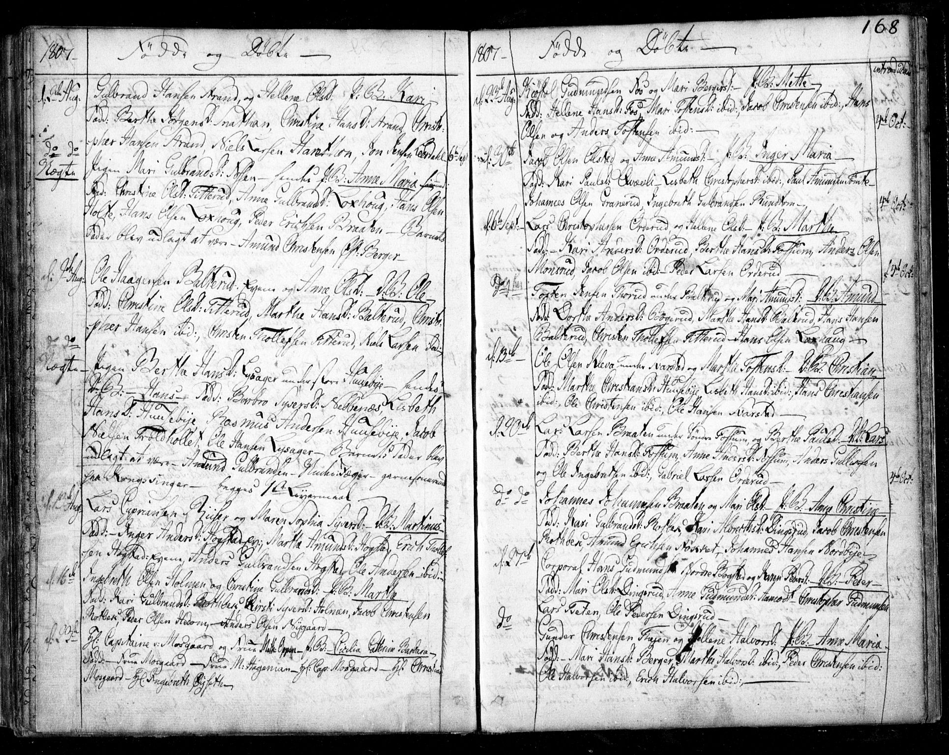 Aurskog prestekontor Kirkebøker, SAO/A-10304a/F/Fa/L0003: Parish register (official) no. I 3, 1767-1807, p. 168