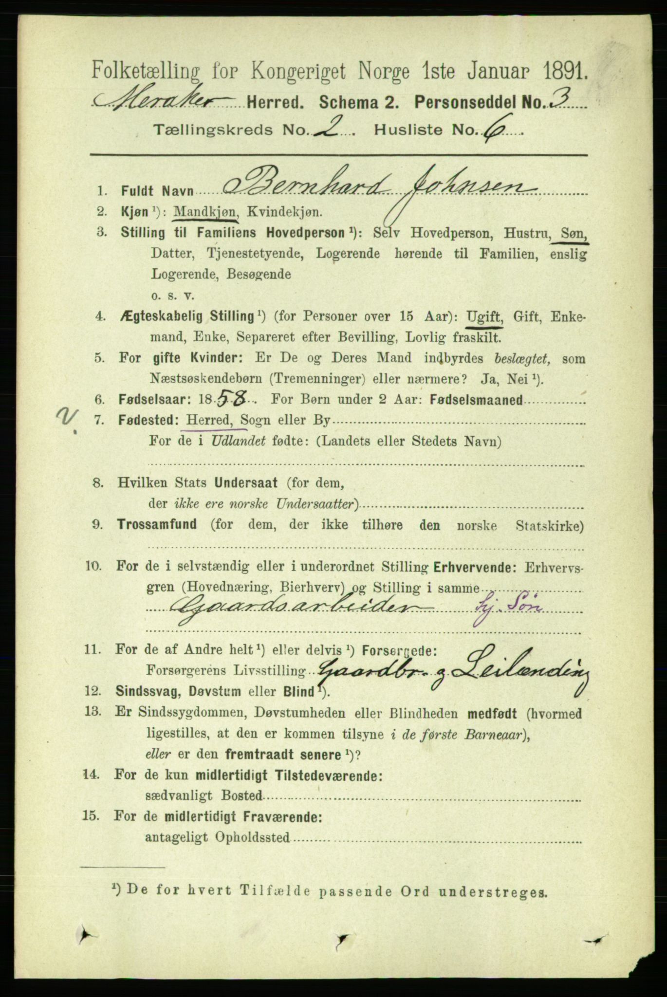 RA, 1891 census for 1711 Meråker, 1891, p. 602