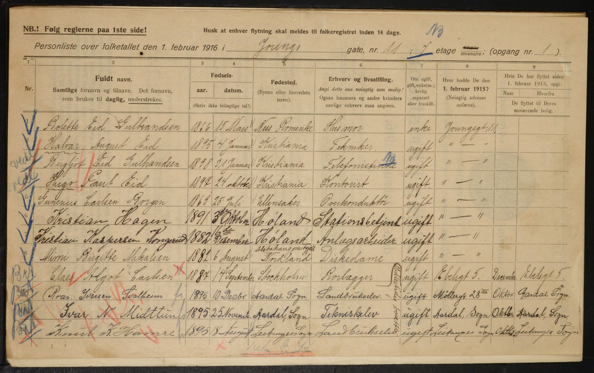 OBA, Municipal Census 1916 for Kristiania, 1916, p. 132265