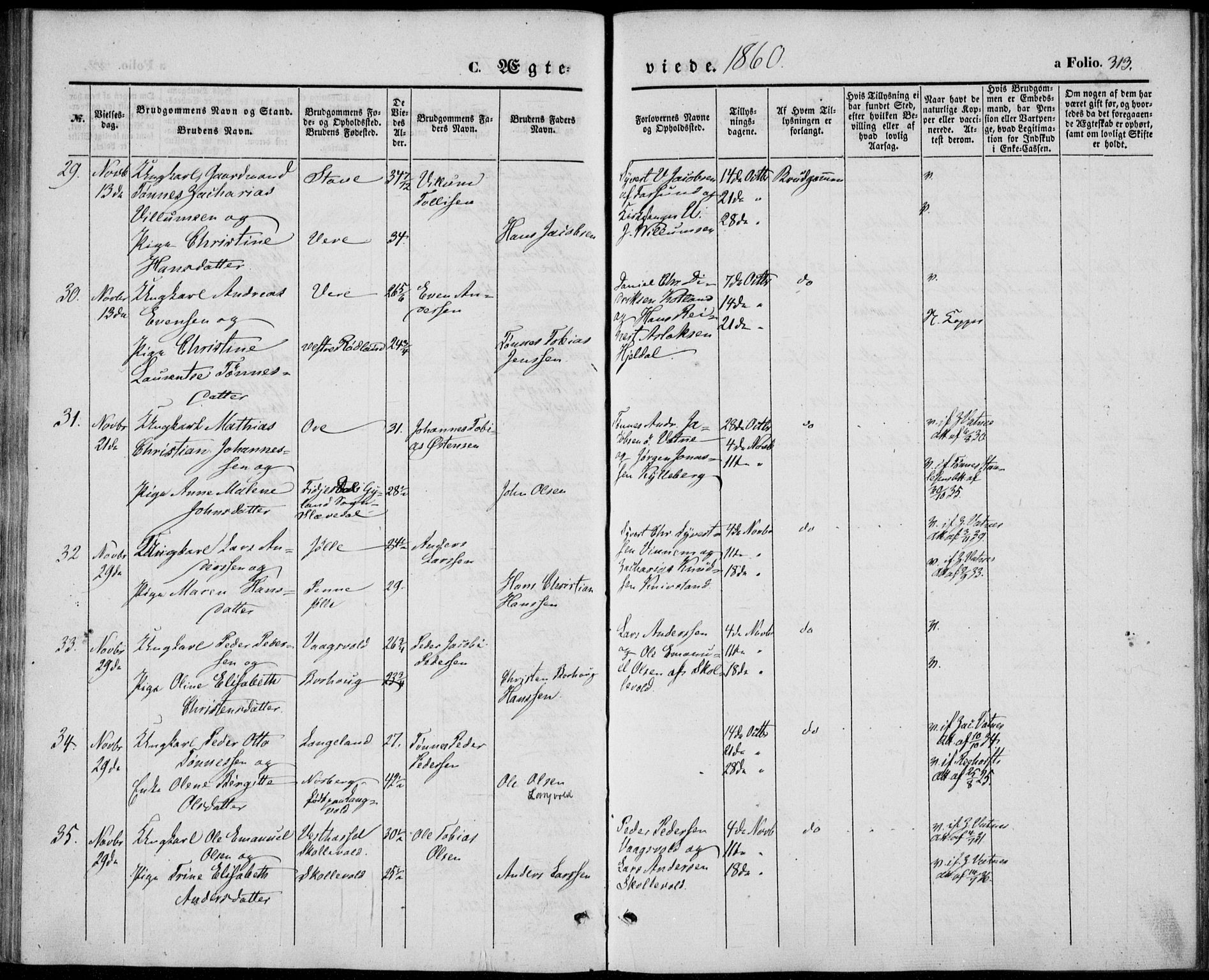 Lista sokneprestkontor, AV/SAK-1111-0027/F/Fb/L0002: Parish register (copy) no. B 2, 1847-1862, p. 313