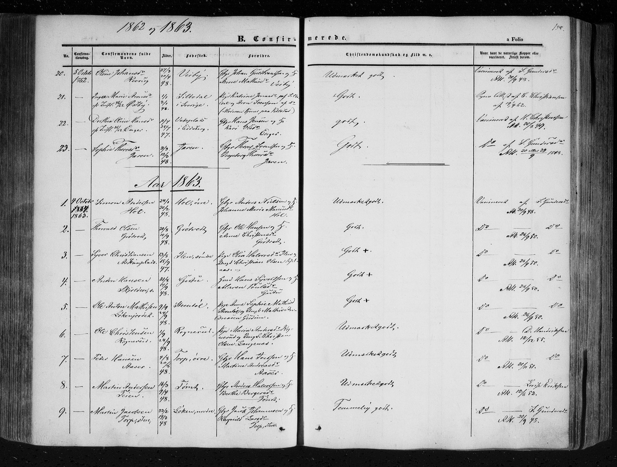 Askim prestekontor Kirkebøker, AV/SAO-A-10900/F/Fa/L0005: Parish register (official) no. 5, 1847-1879, p. 158