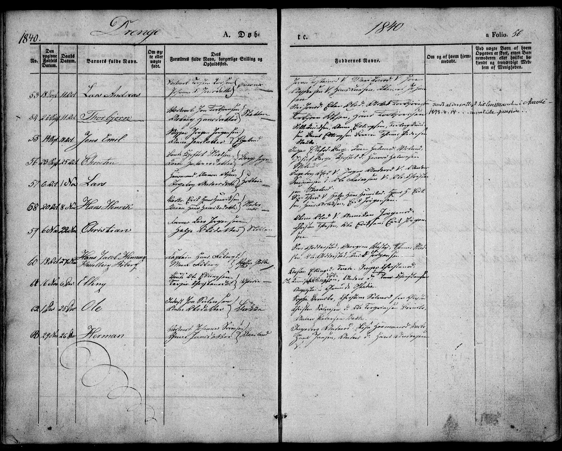 Holt sokneprestkontor, AV/SAK-1111-0021/F/Fa/L0007: Parish register (official) no. A 7, 1836-1848, p. 56