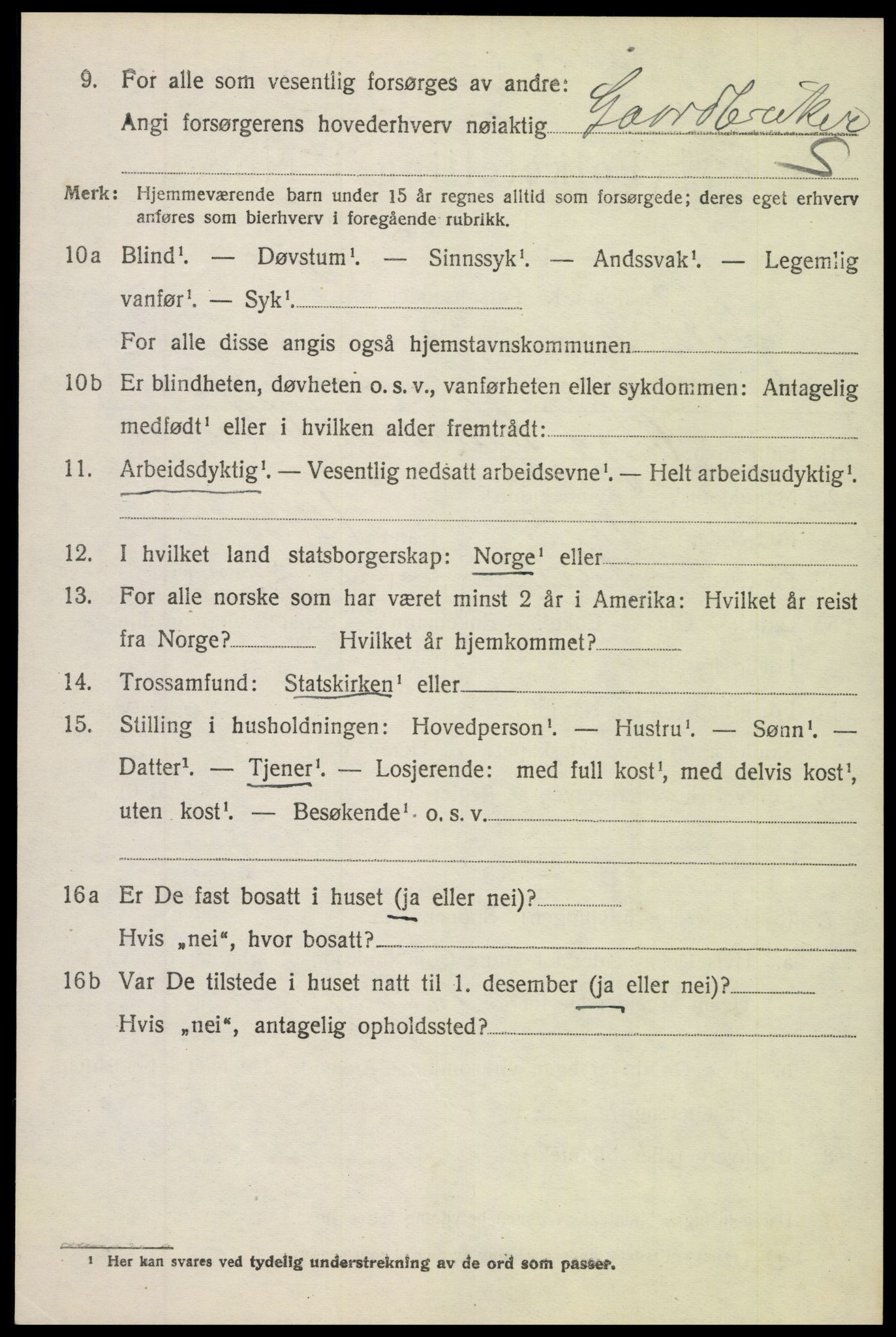 SAH, 1920 census for Øystre Slidre, 1920, p. 2164