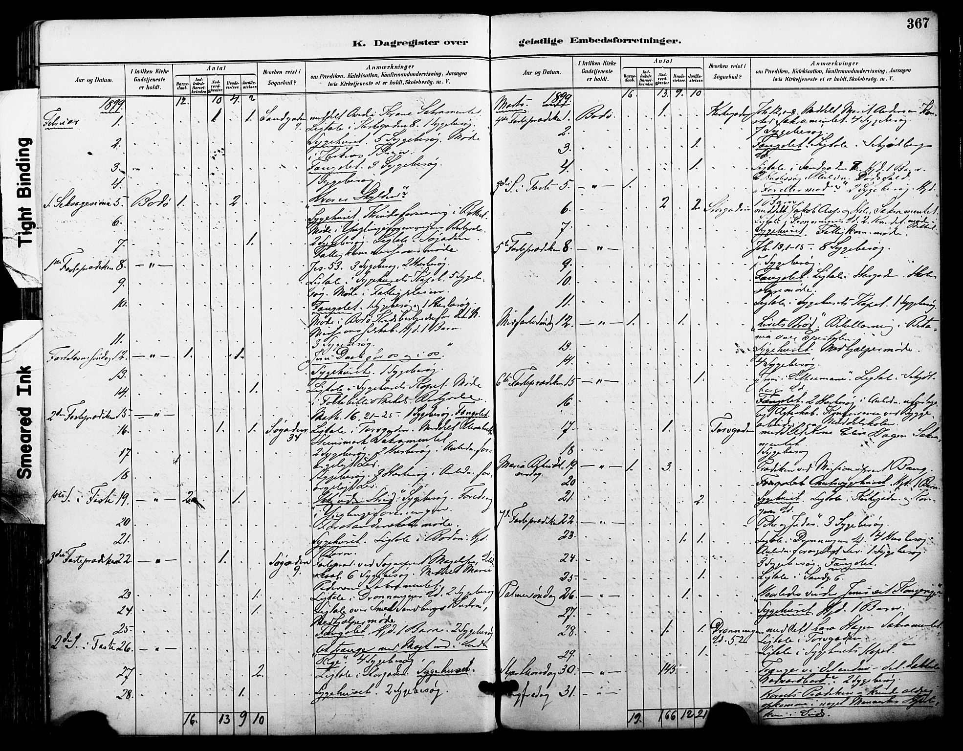 Ministerialprotokoller, klokkerbøker og fødselsregistre - Nordland, AV/SAT-A-1459/801/L0010: Parish register (official) no. 801A10, 1888-1899, p. 367