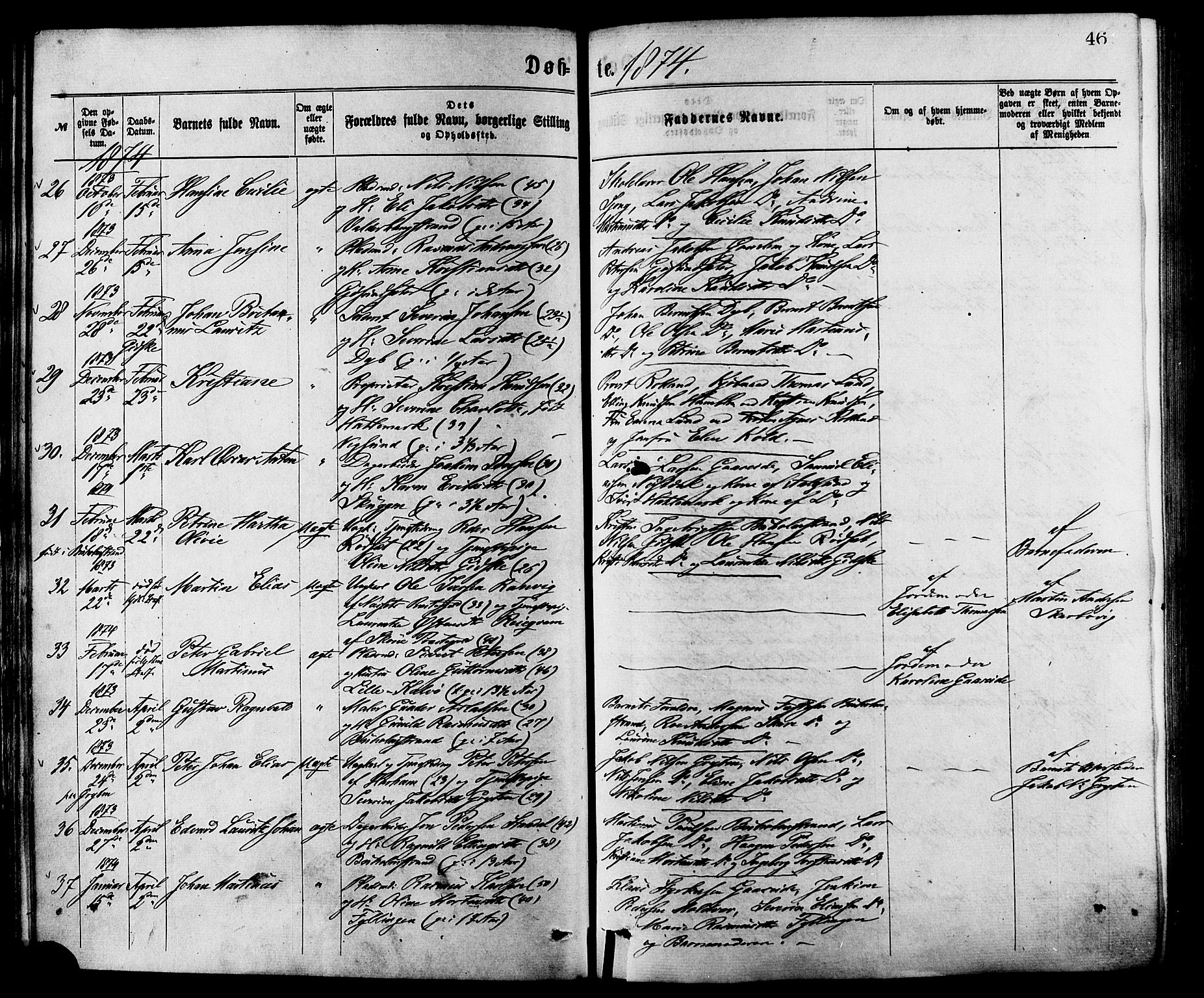 Ministerialprotokoller, klokkerbøker og fødselsregistre - Møre og Romsdal, AV/SAT-A-1454/528/L0400: Parish register (official) no. 528A11, 1871-1879, p. 46