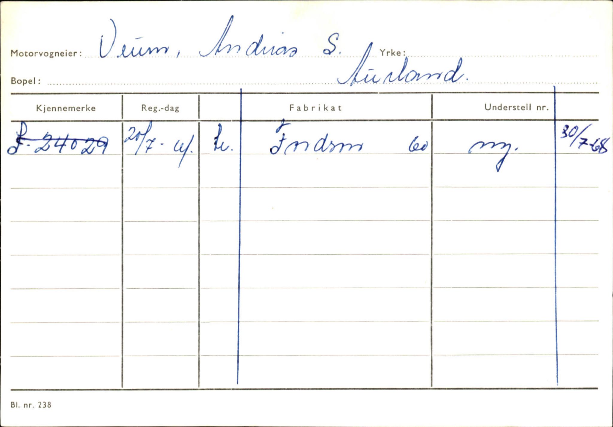 Statens vegvesen, Sogn og Fjordane vegkontor, SAB/A-5301/4/F/L0125: Eigarregister Sogndal V-Å. Aurland A-Å. Fjaler A-N, 1945-1975, p. 1220