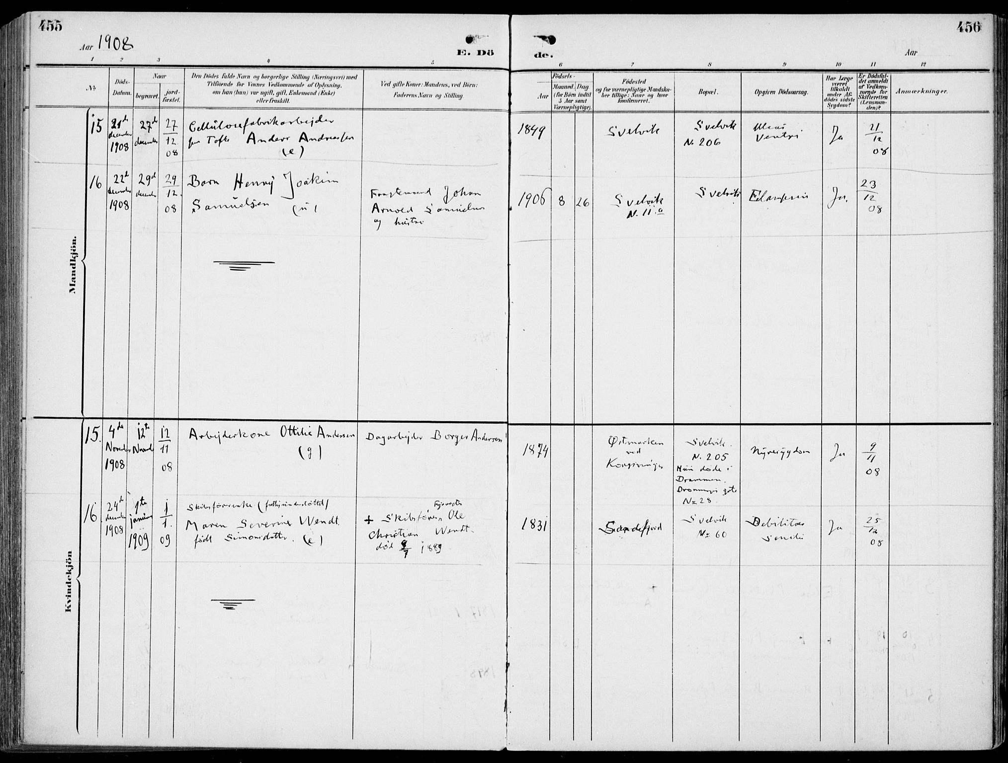 Strømm kirkebøker, AV/SAKO-A-322/F/Fb/L0002: Parish register (official) no. II 2, 1900-1919, p. 455-456