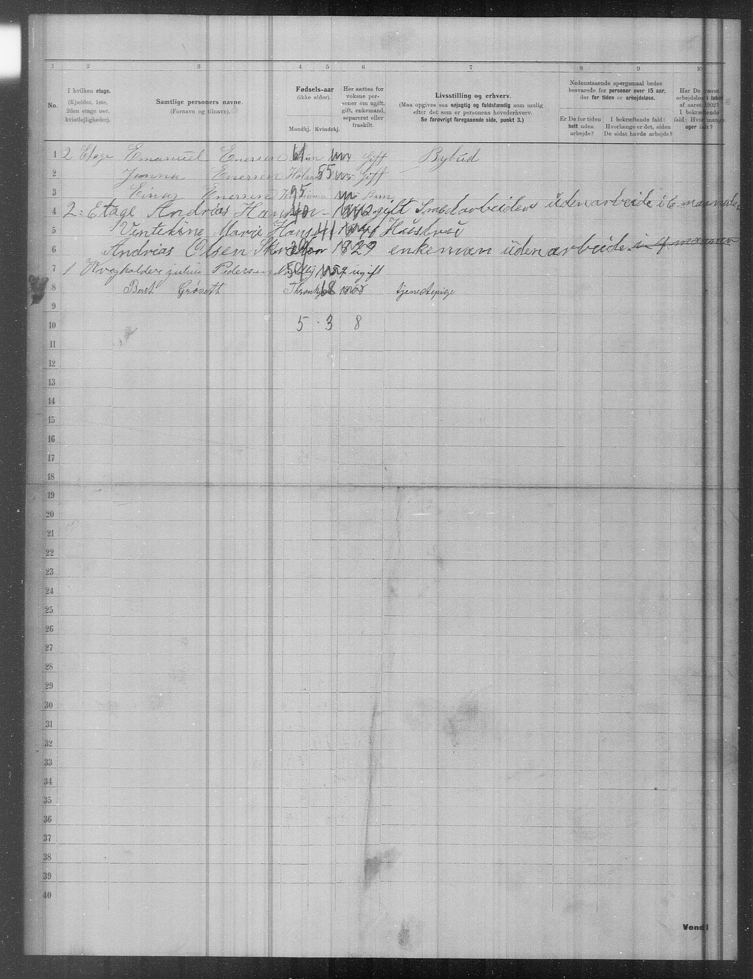 OBA, Municipal Census 1902 for Kristiania, 1902, p. 18957