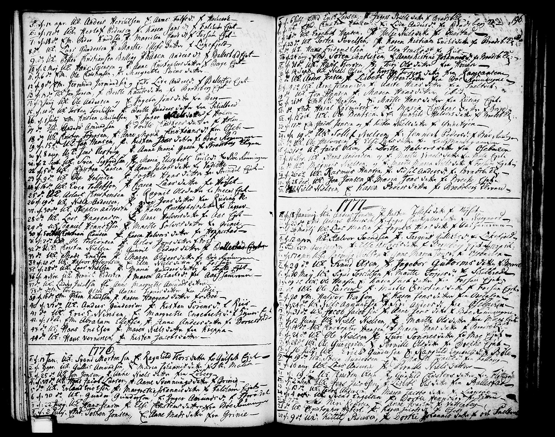 Gjerpen kirkebøker, SAKO/A-265/F/Fa/L0002: Parish register (official) no. I 2, 1747-1795, p. 196