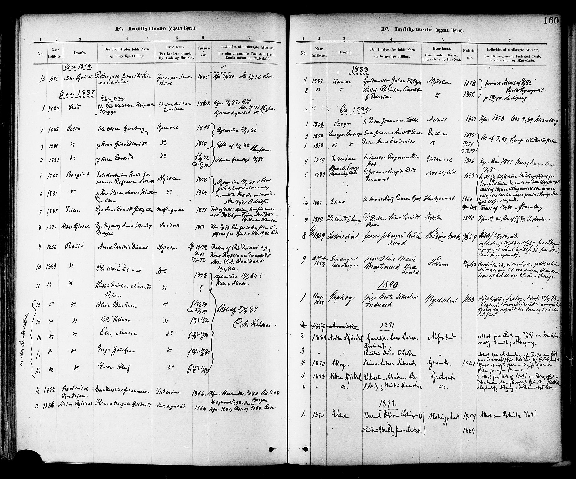 Ministerialprotokoller, klokkerbøker og fødselsregistre - Nord-Trøndelag, SAT/A-1458/714/L0130: Parish register (official) no. 714A01, 1878-1895, p. 160