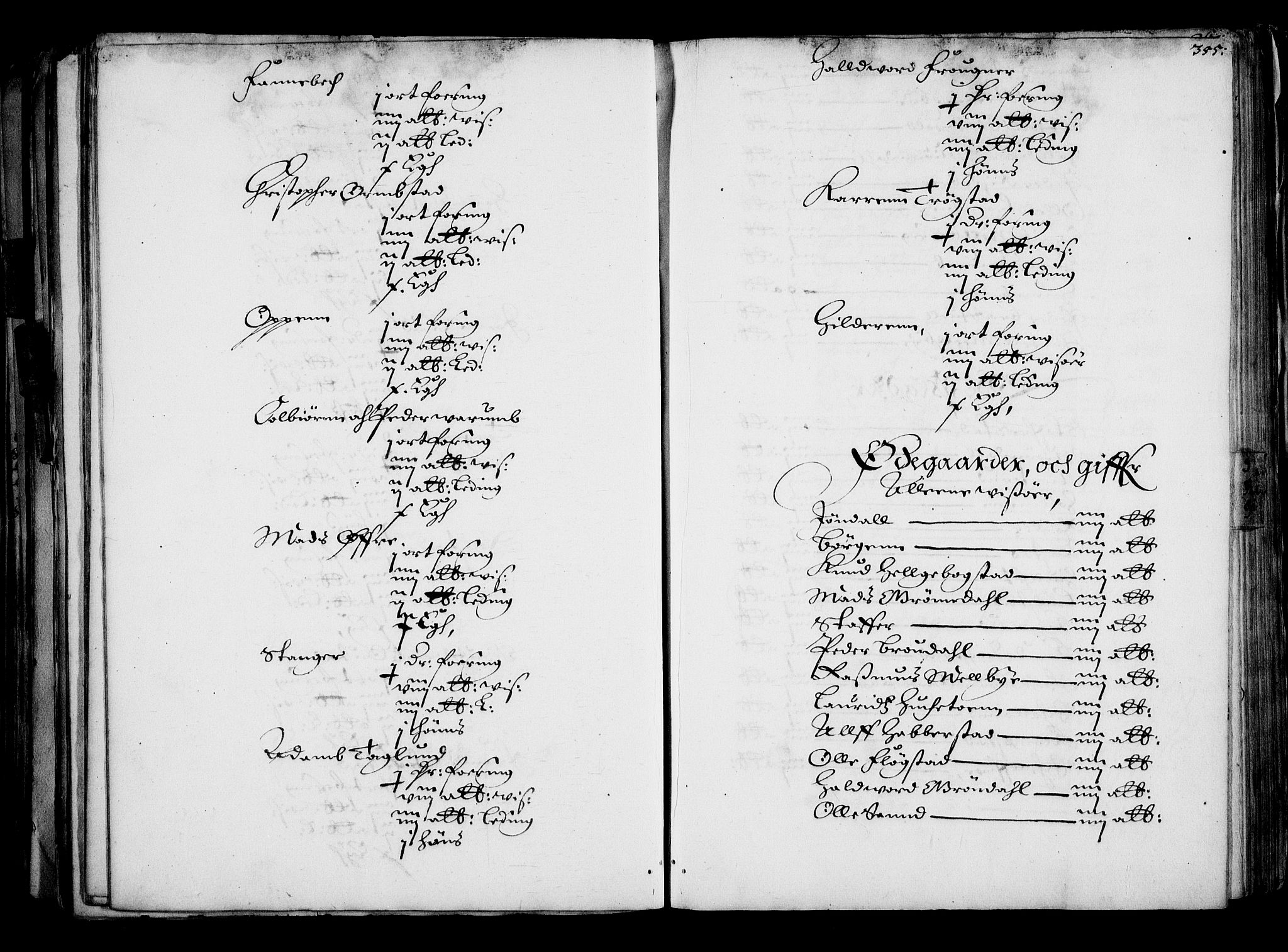 Rentekammeret inntil 1814, Realistisk ordnet avdeling, AV/RA-EA-4070/N/Na/L0001: [XI f]: Akershus stifts jordebok, 1652, p. 354b-355a