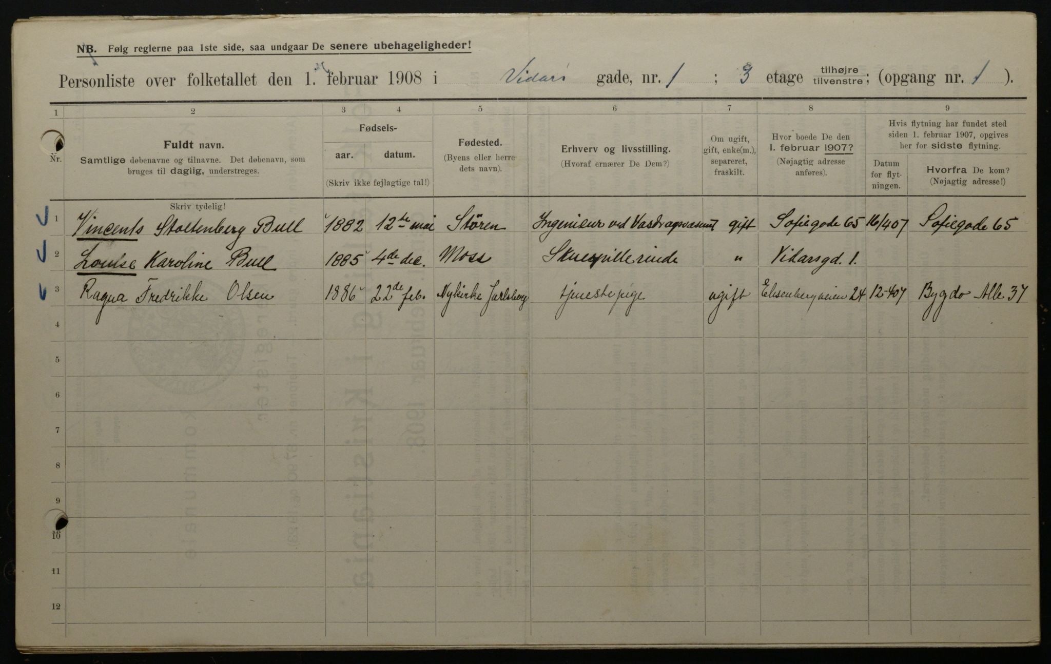 OBA, Municipal Census 1908 for Kristiania, 1908, p. 110932