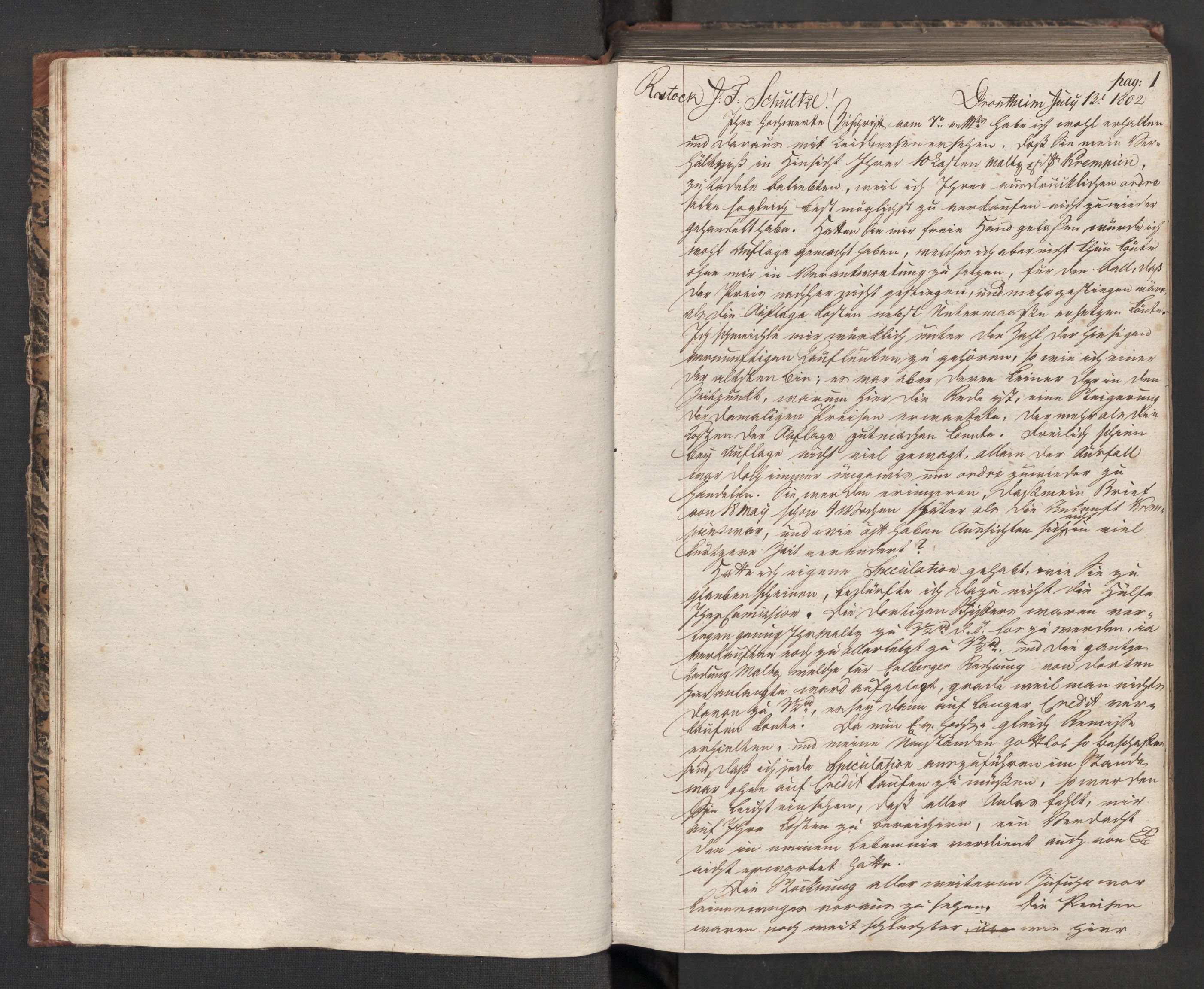Hoë, Herman & Co, SAT/PA-0280/11/L0010: Kopibok, utenriks, 1802-1806, p. 1