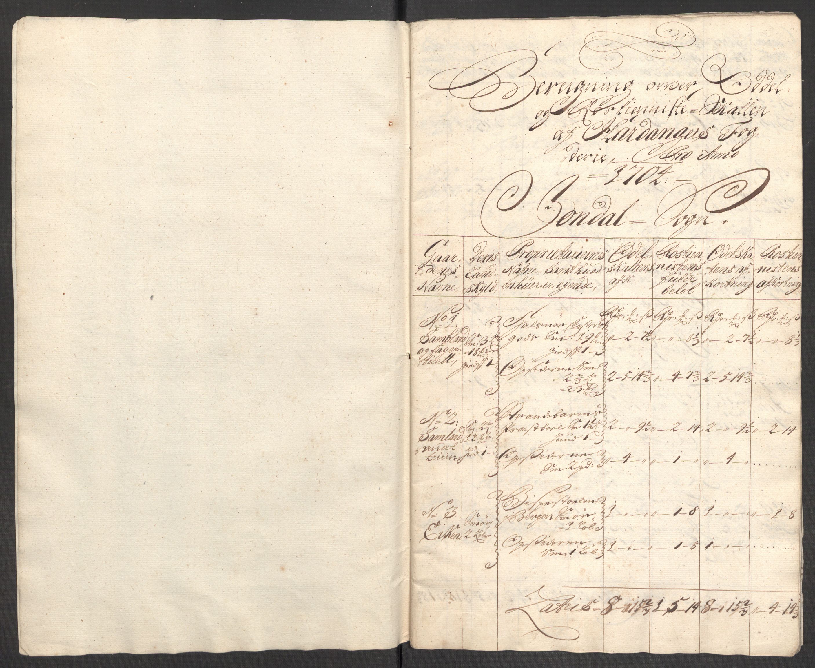 Rentekammeret inntil 1814, Reviderte regnskaper, Fogderegnskap, AV/RA-EA-4092/R48/L2982: Fogderegnskap Sunnhordland og Hardanger, 1704, p. 153