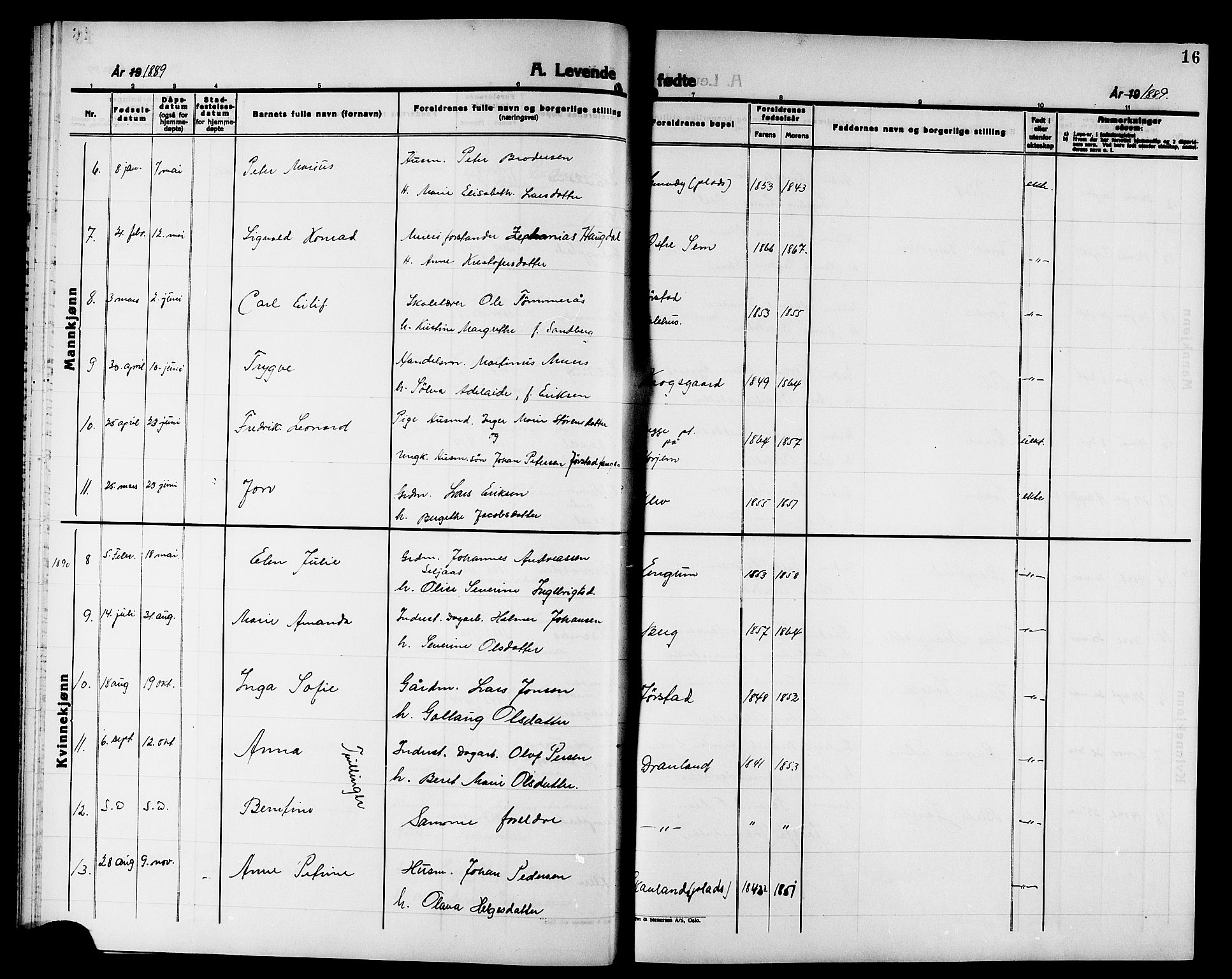 Ministerialprotokoller, klokkerbøker og fødselsregistre - Nord-Trøndelag, SAT/A-1458/749/L0487: Parish register (official) no. 749D03, 1887-1902, p. 16