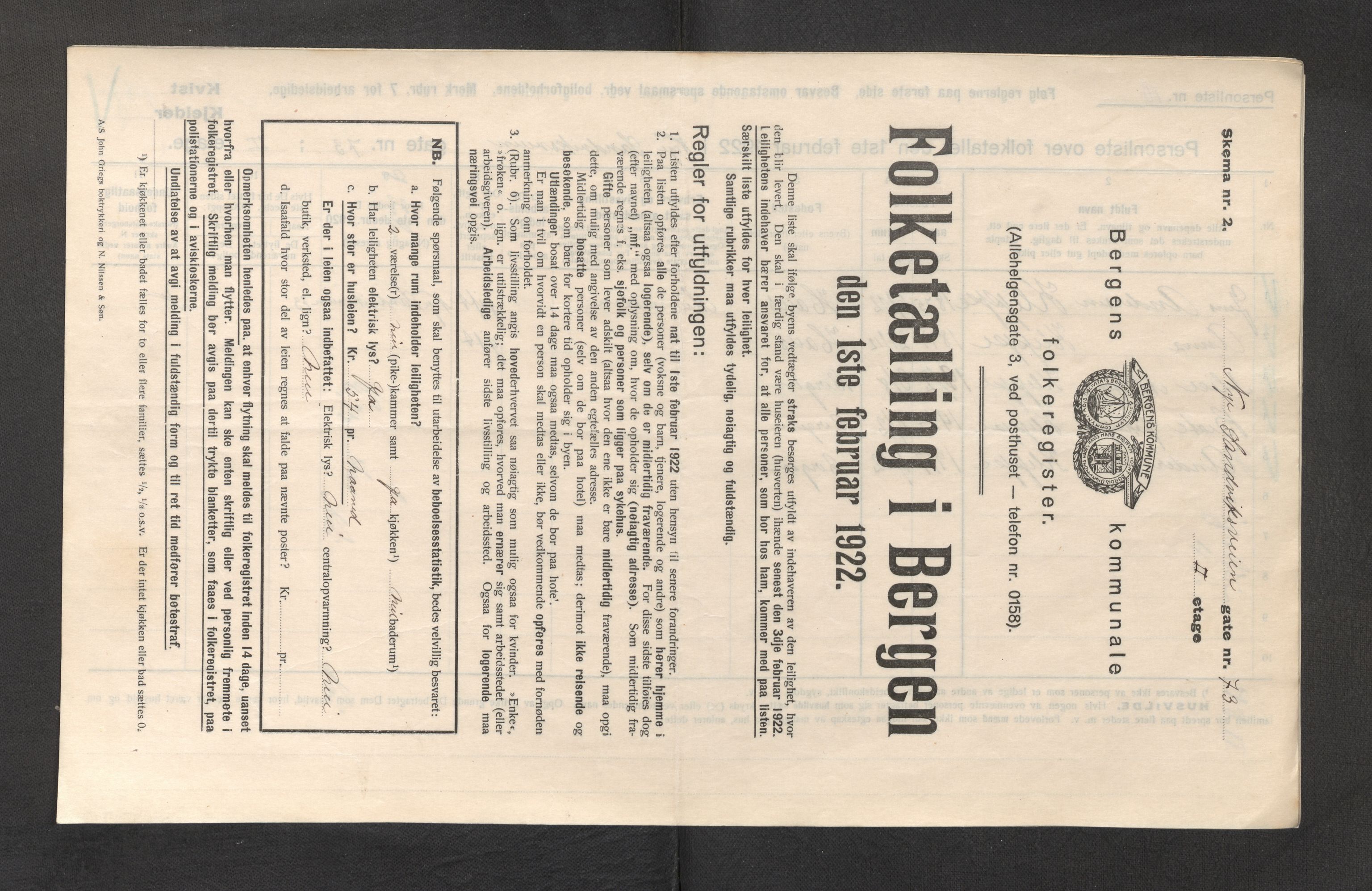 SAB, Municipal Census 1922 for Bergen, 1922, p. 35329