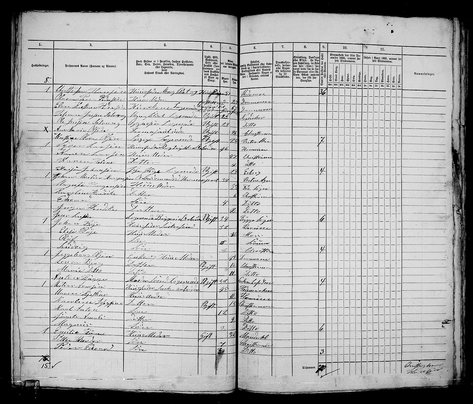 RA, 1865 census for Kristiania, 1865, p. 2355