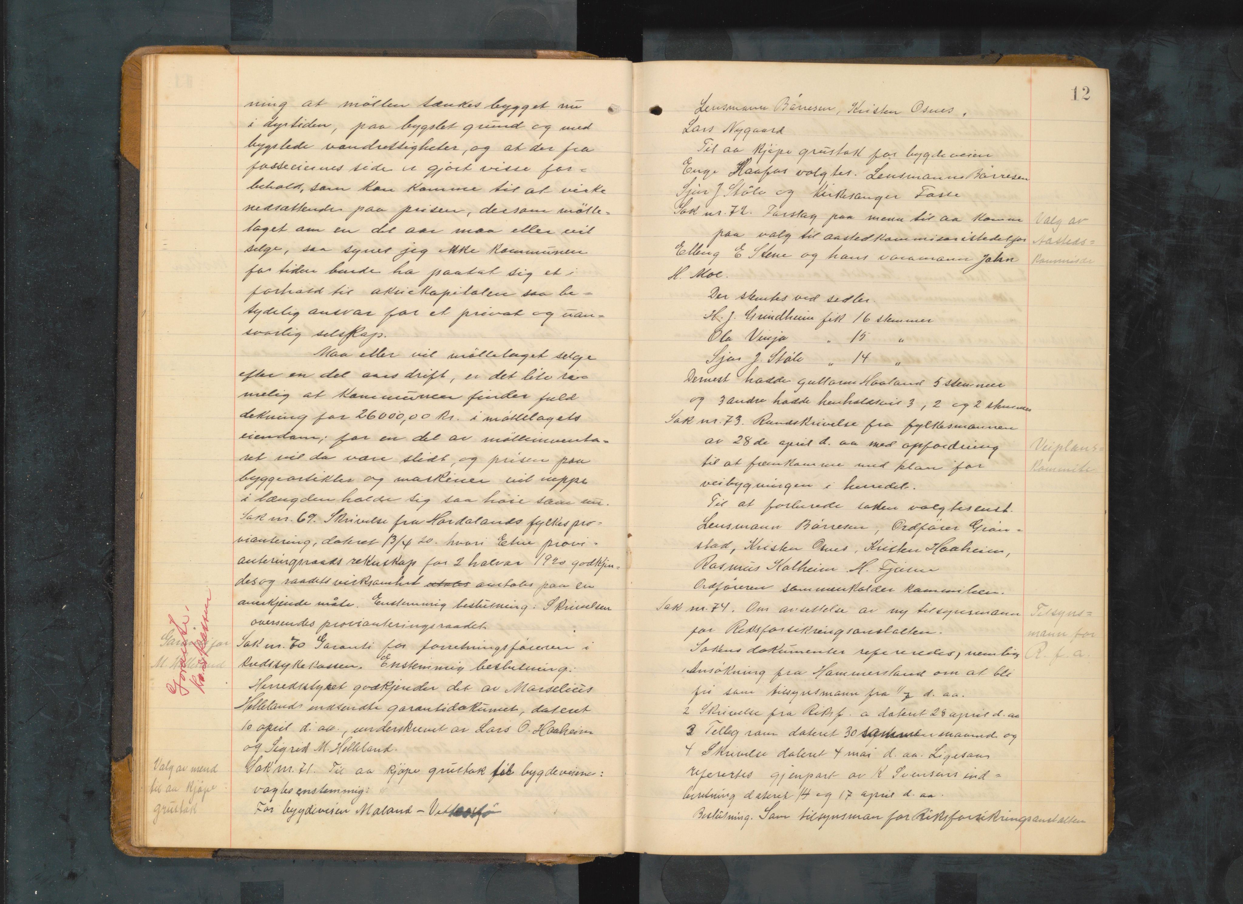 Etne kommune. Formannskapet, IKAH/1211-021/A/Aa/L0006: Møtebok for formannskap og heradsstyre, 1920-1929, p. 12