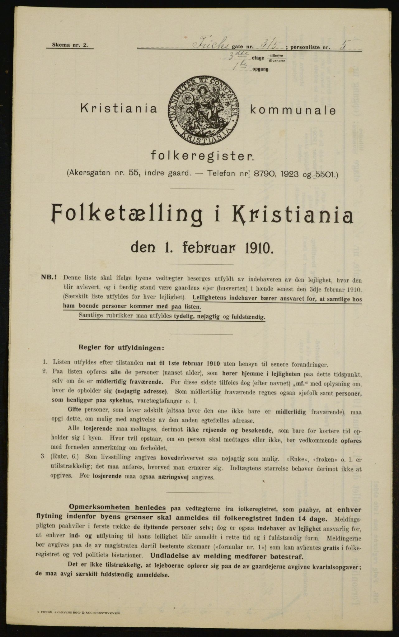 OBA, Municipal Census 1910 for Kristiania, 1910, p. 25110