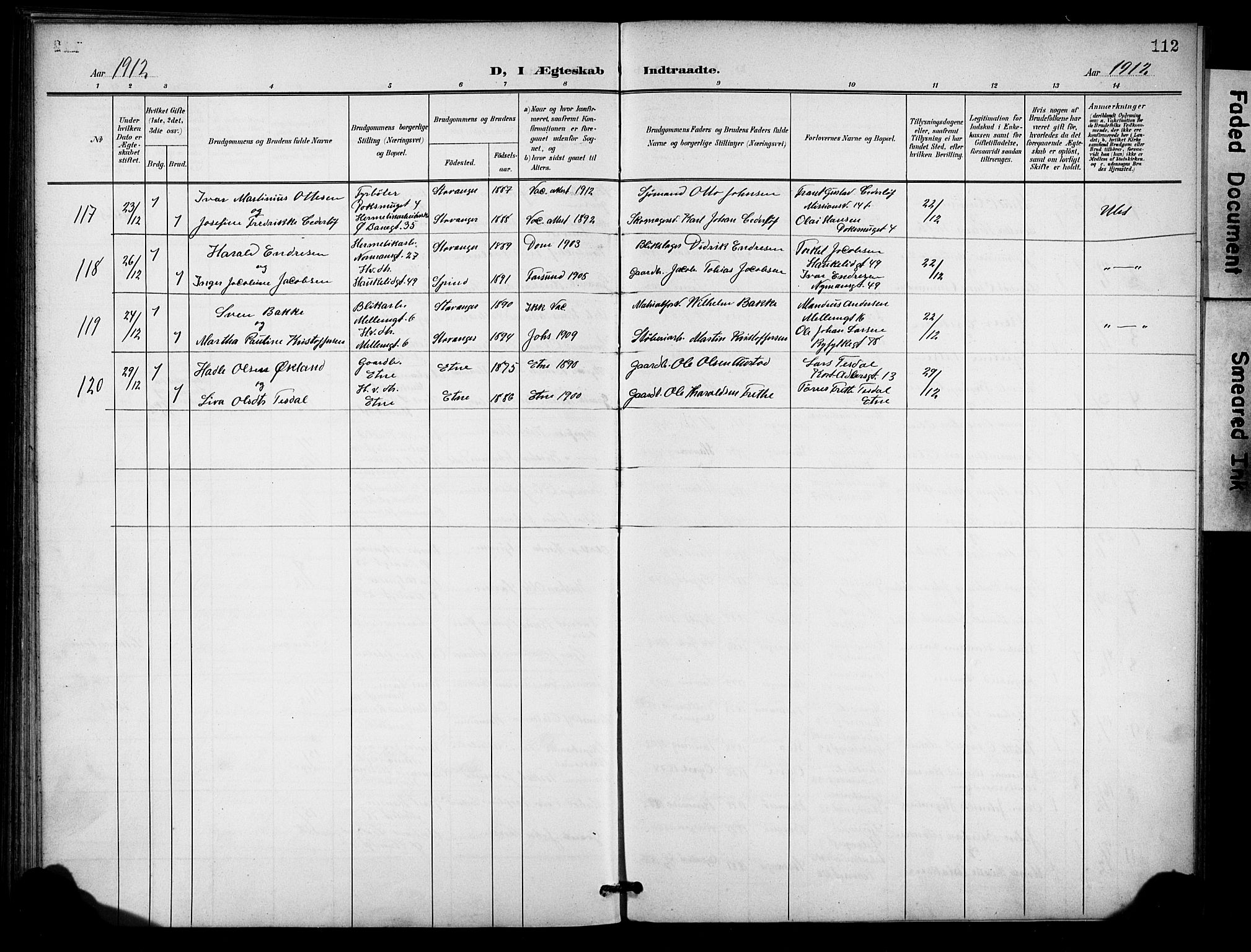 St. Johannes sokneprestkontor, AV/SAST-A-101814/001/30/30BB/L0005: Parish register (copy) no. B 5, 1901-1917, p. 112