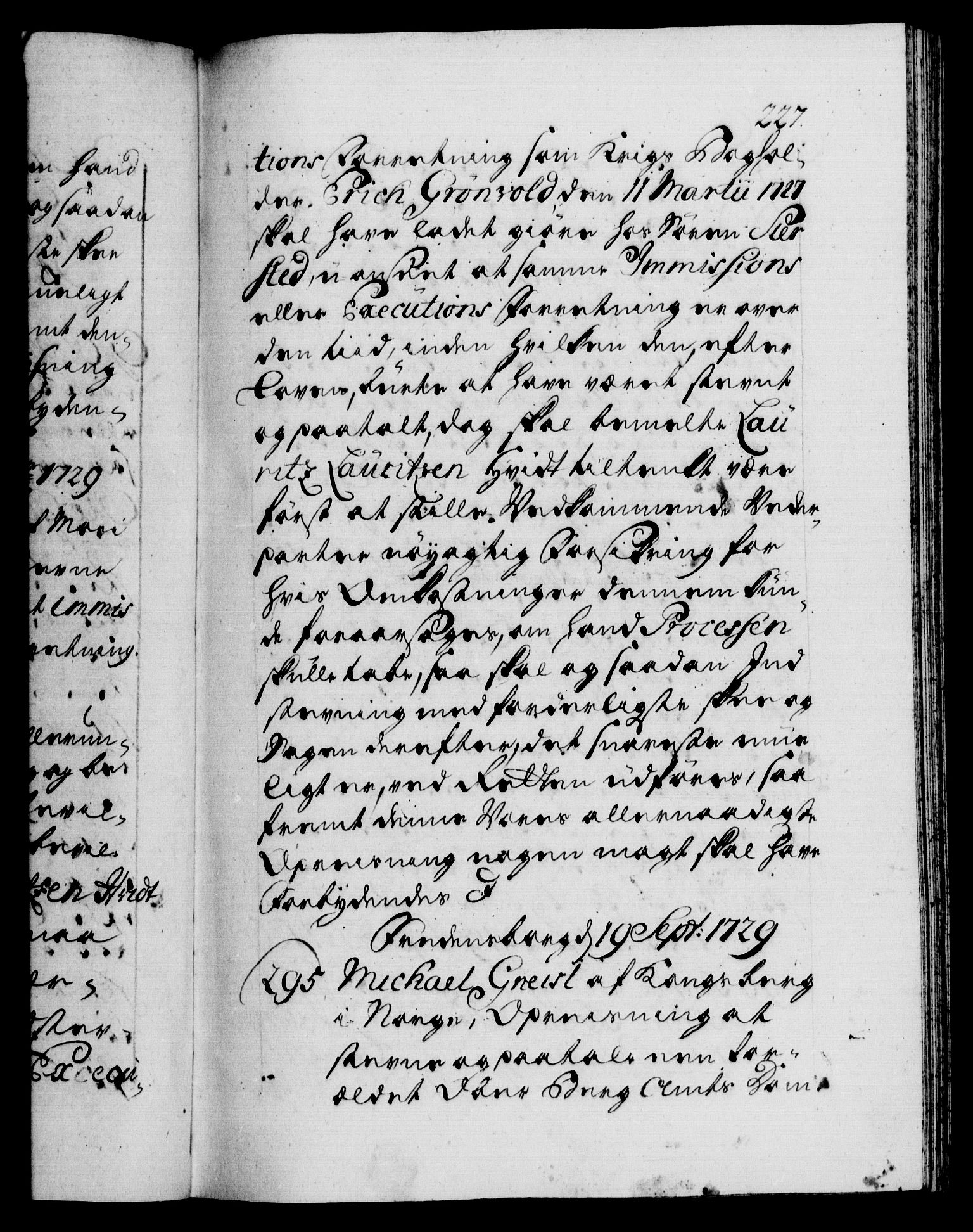 Danske Kanselli 1572-1799, AV/RA-EA-3023/F/Fc/Fca/Fcaa/L0026: Norske registre, 1729-1730, p. 227a